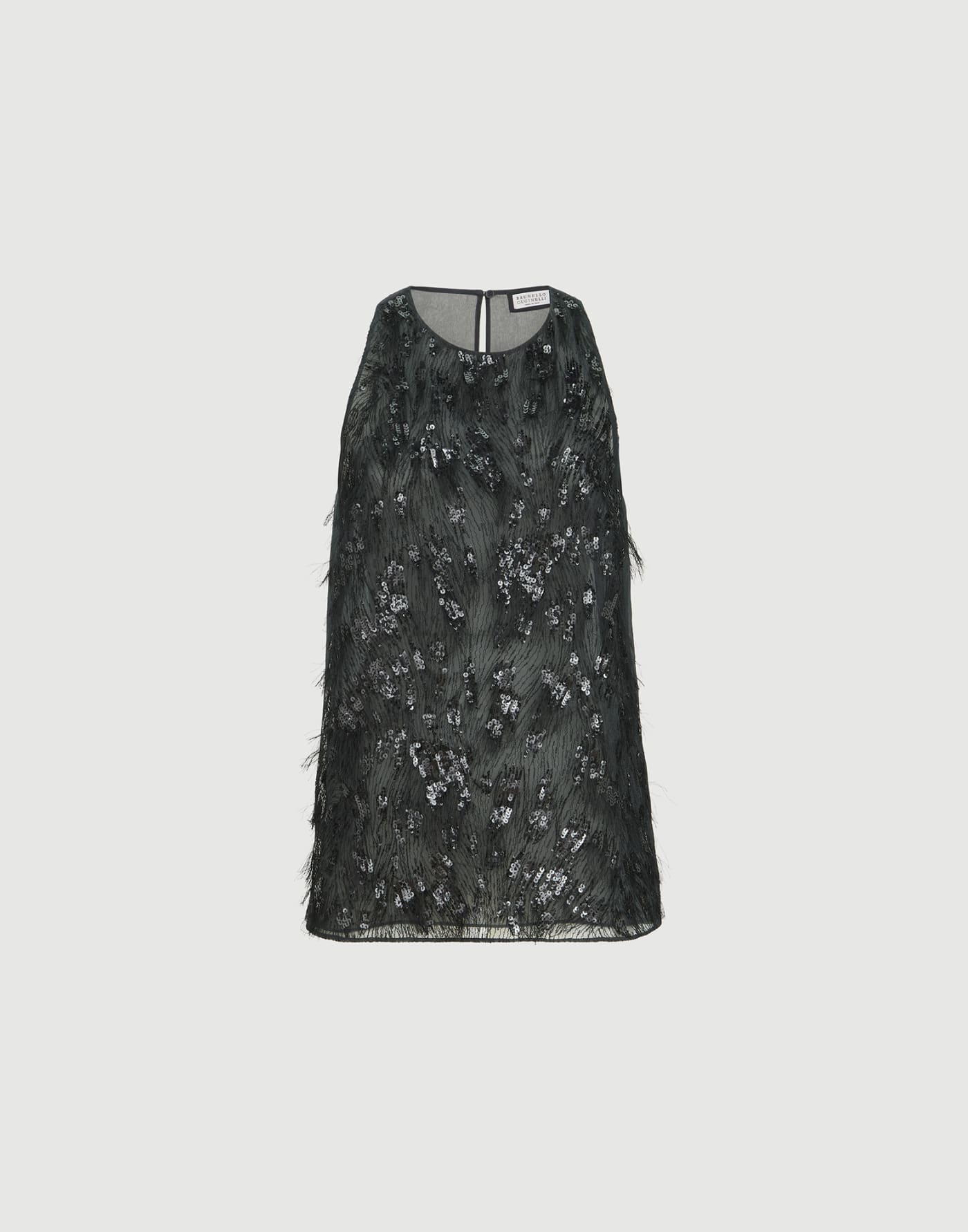 Top with dazzling lynx embroidery Lignite Grey Woman - Brunello Cucinelli
