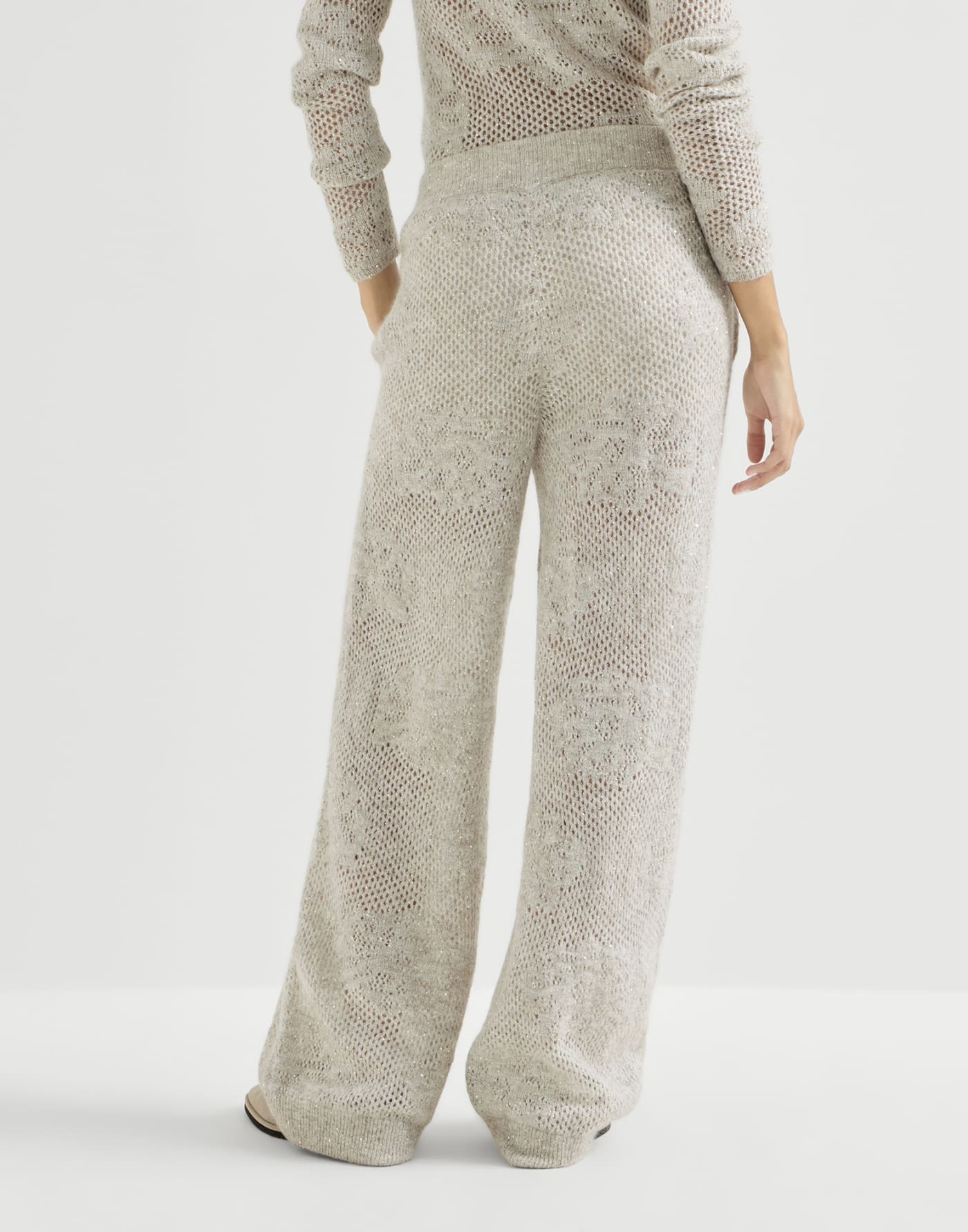 Lace flowers track trousers Buff Woman - Brunello Cucinelli