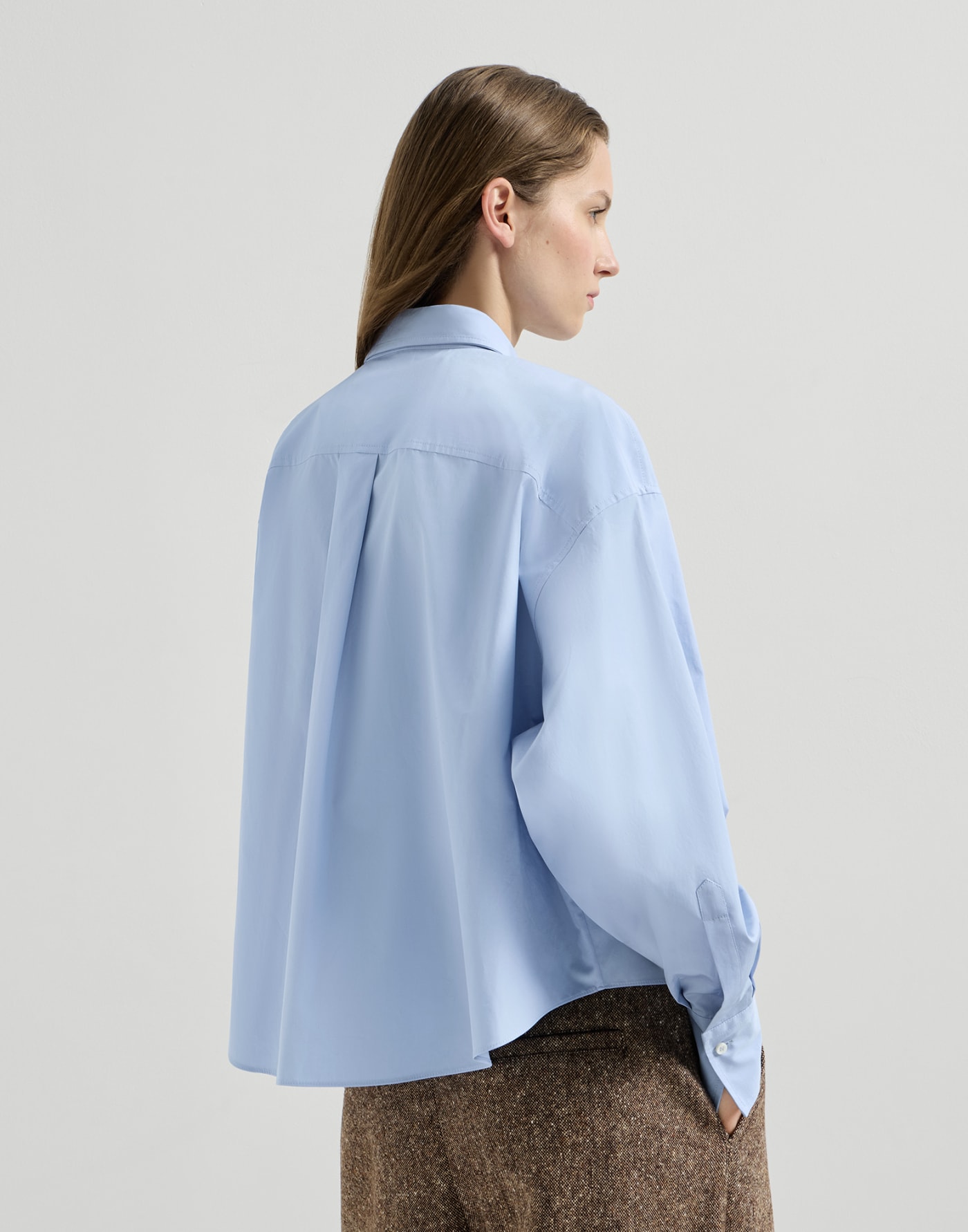 Poplin shirt with monili Oxford Blue Woman - Brunello Cucinelli