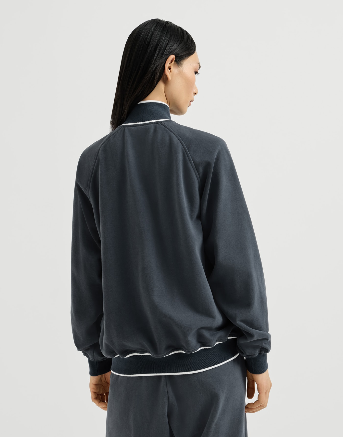 Smooth cotton French terry sweatshirt Navy Blue Woman - Brunello Cucinelli