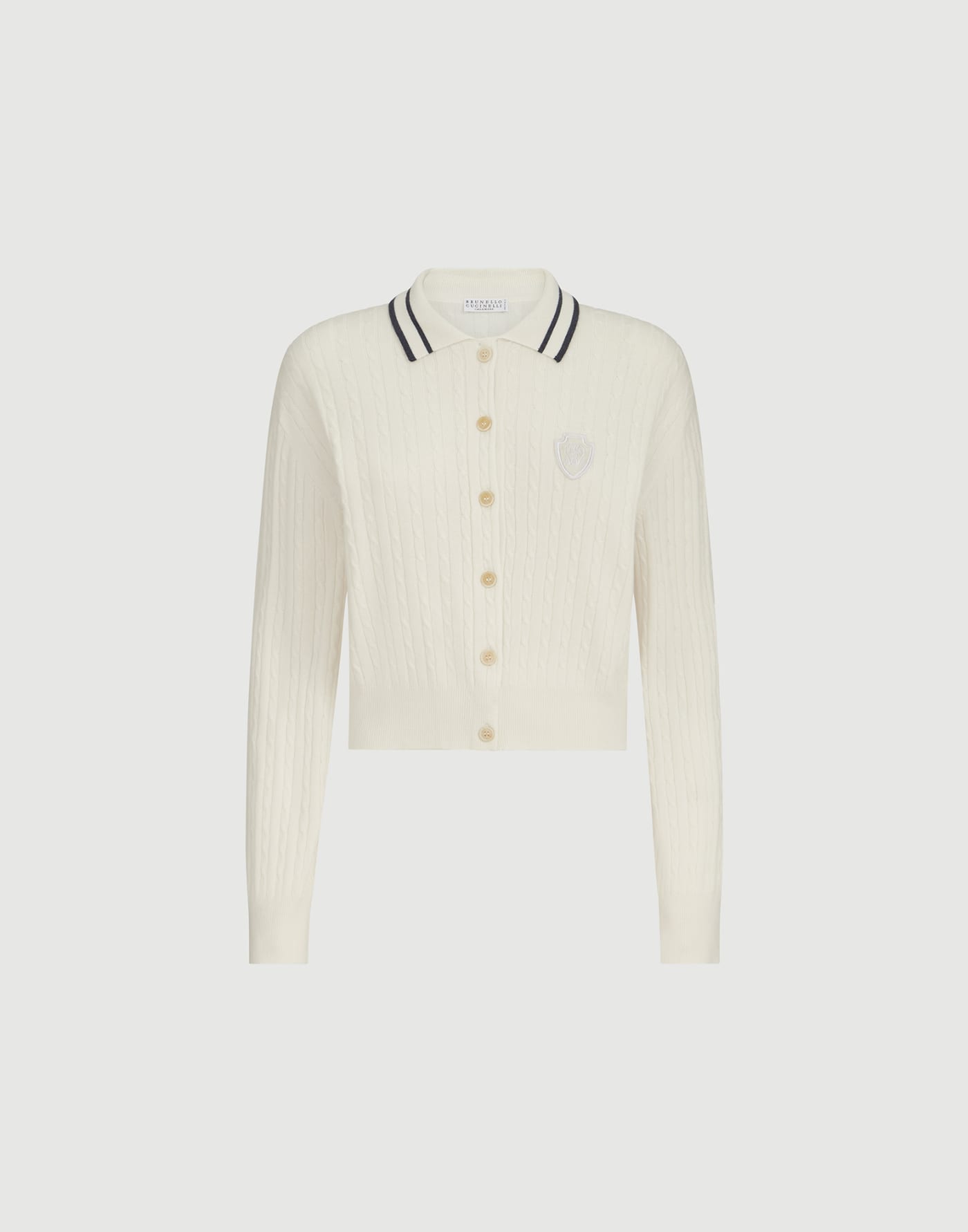 Cashmere cable knit polo shirt Milk Woman - Brunello Cucinelli