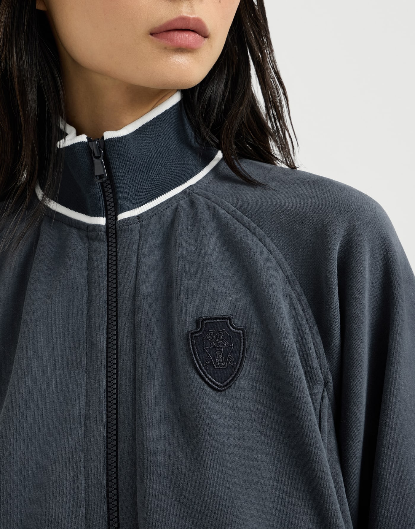 Smooth cotton French terry sweatshirt Navy Blue Woman - Brunello Cucinelli