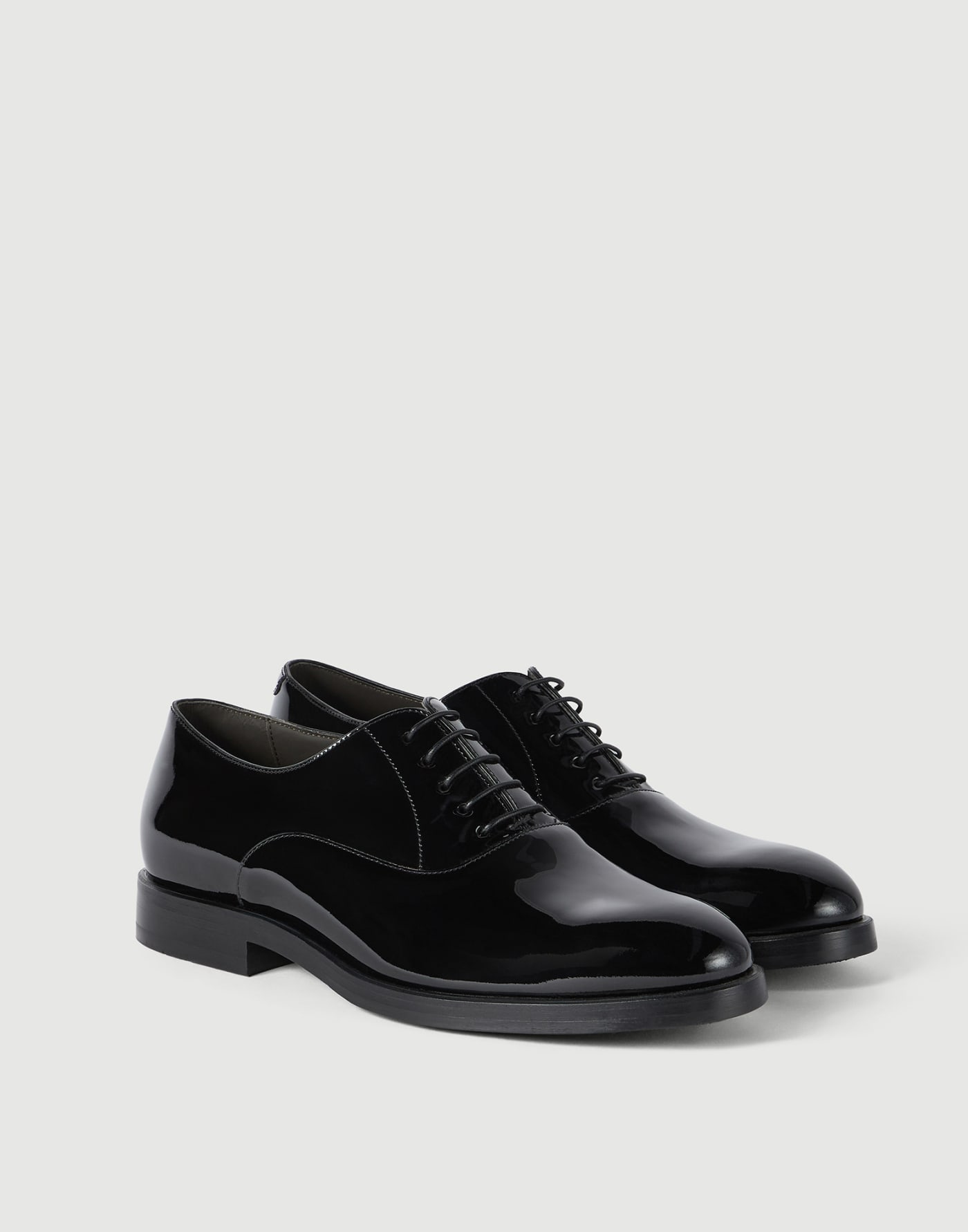 Oxford de piel de becerro barnizada Negro Hombre - Brunello Cucinelli