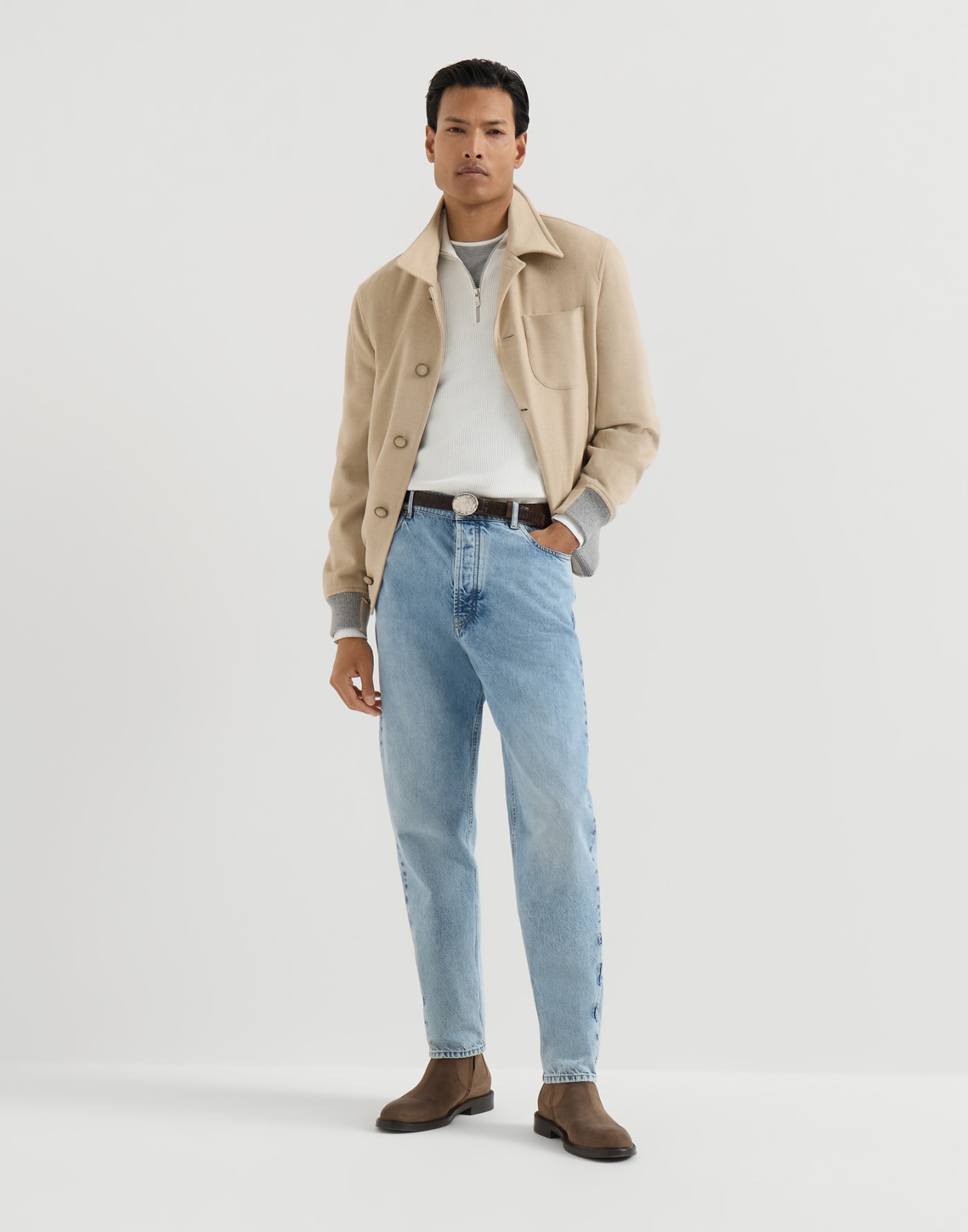 Lightweight jersey T-shirt Grey Man - Brunello Cucinelli