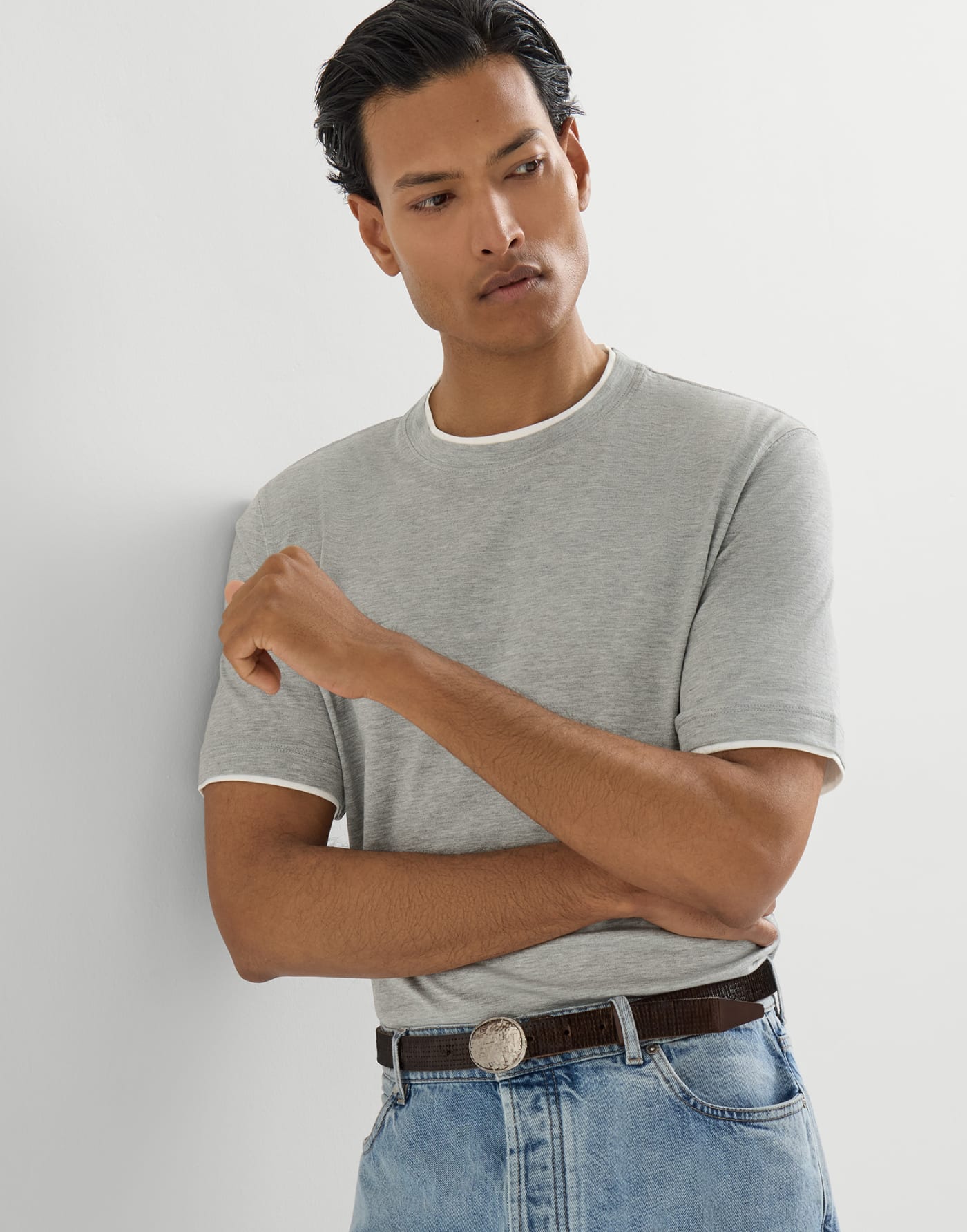 Lightweight jersey T-shirt Grey Man - Brunello Cucinelli