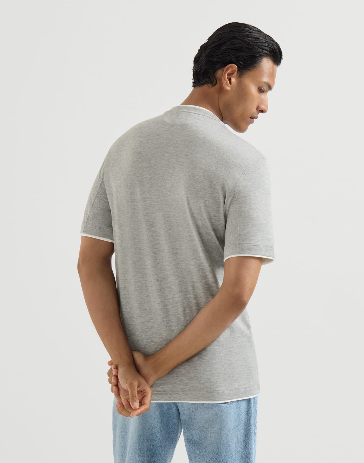 Lightweight jersey T-shirt Grey Man - Brunello Cucinelli