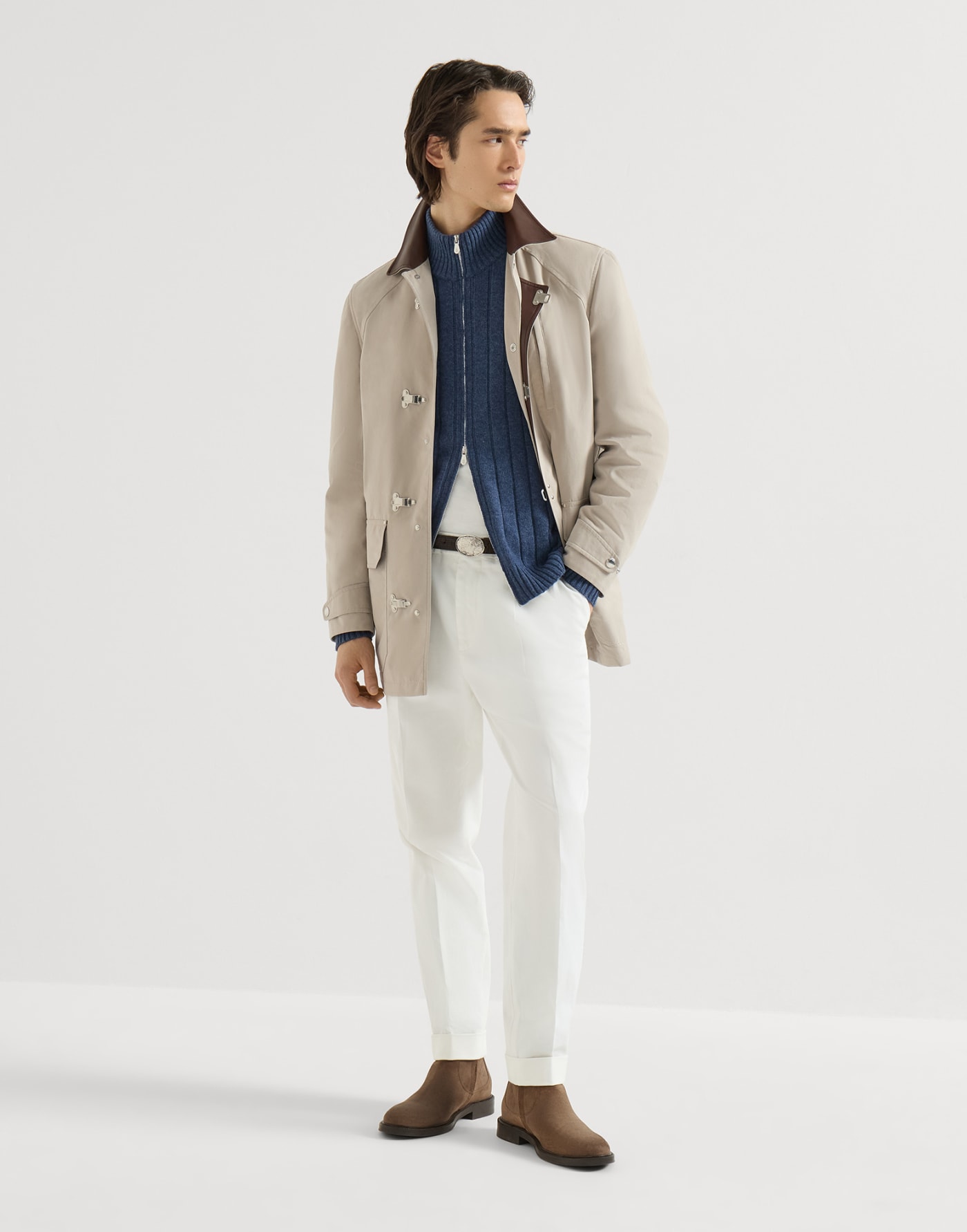 Water-resistant microfiber outerwear Beige Man - Brunello Cucinelli