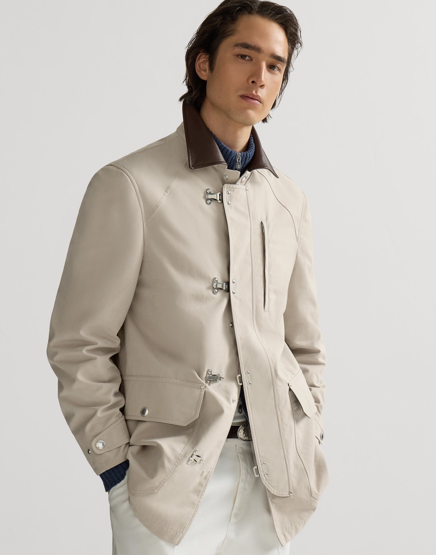 Water-resistant microfiber outerwear Beige Man - Brunello Cucinelli
