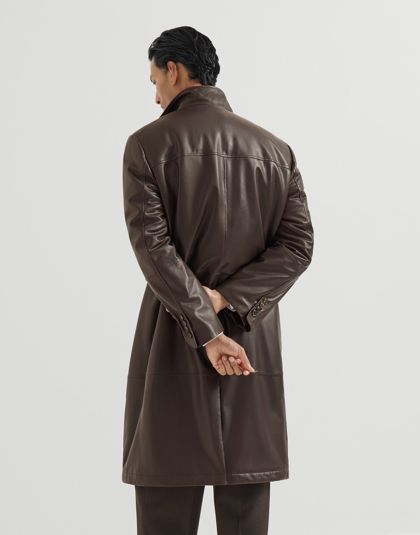 配有填充的納帕皮大衣 棕色 男士 - Brunello Cucinelli