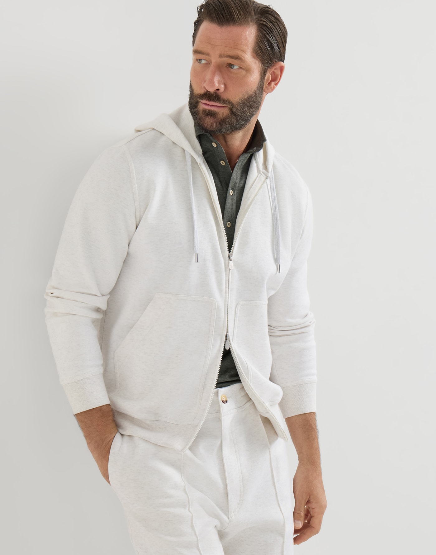 Double cloth sweatshirt White Man - Brunello Cucinelli