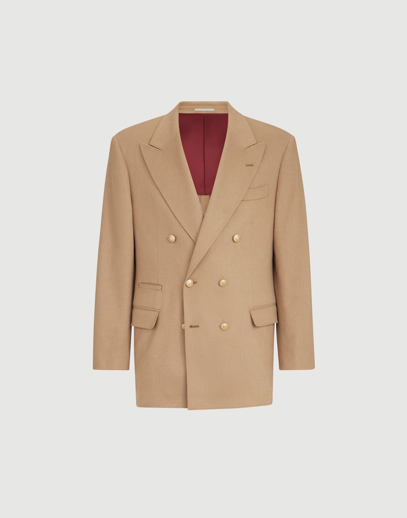 Veste demi-croisée en flanelle Chameau Homme - Brunello Cucinelli