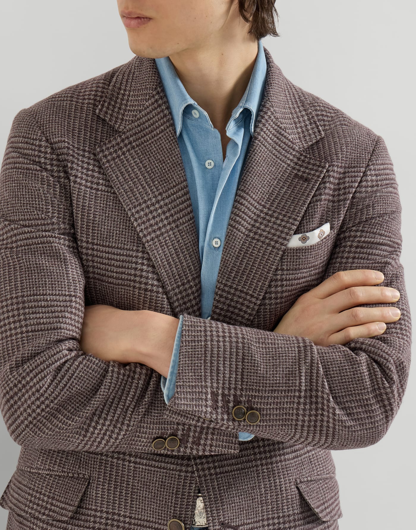 Prince of Wales Cavallo blazer Blueberry Man - Brunello Cucinelli