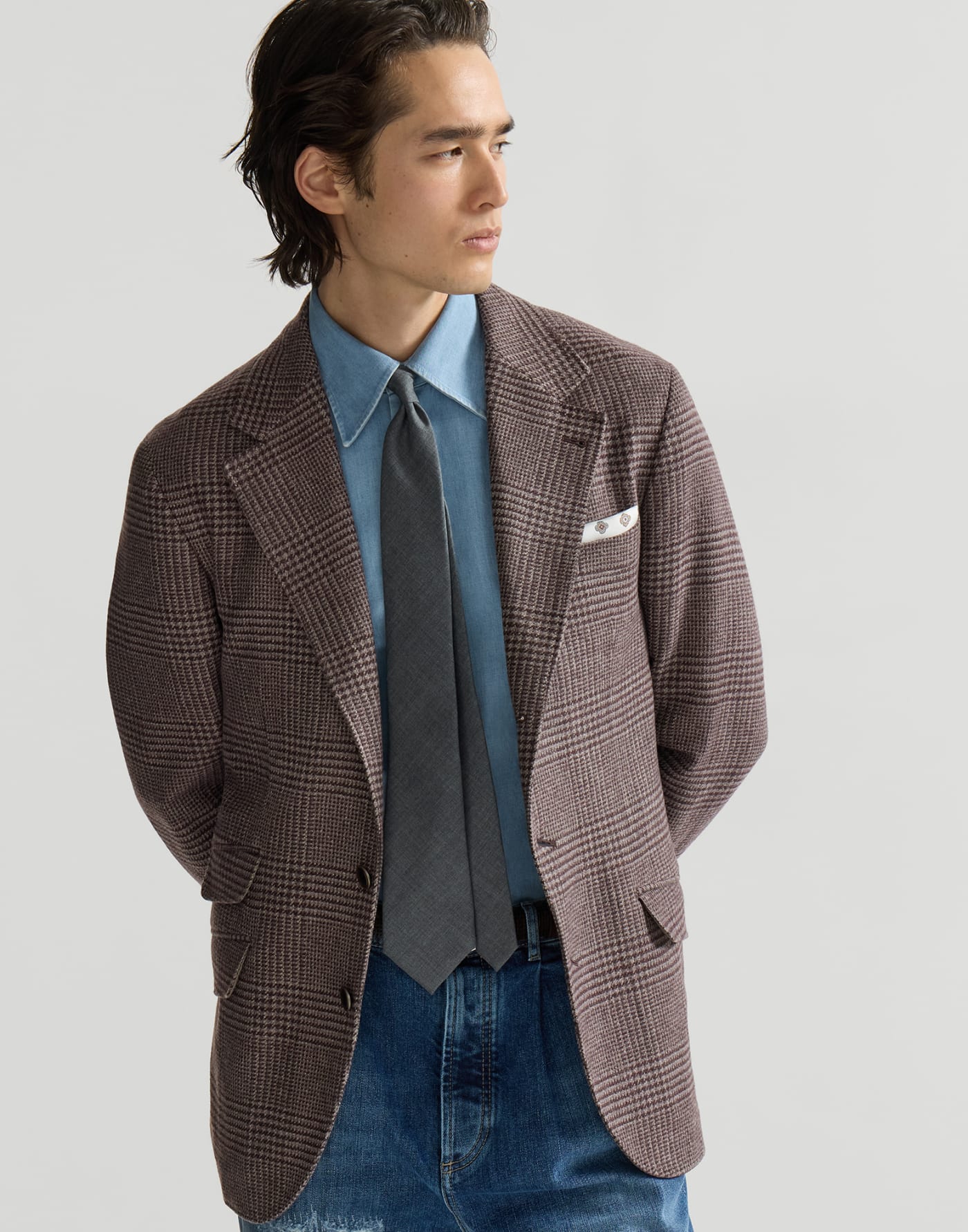 Prince of Wales Cavallo blazer Blueberry Man - Brunello Cucinelli