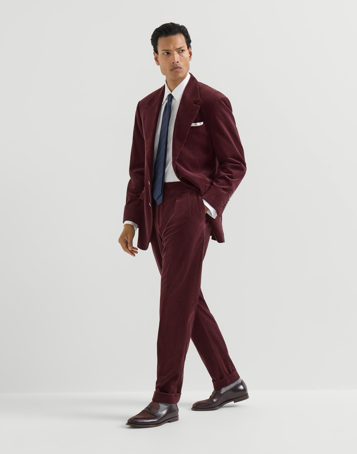 Corduroy blazer Burgundy Man - Brunello Cucinelli