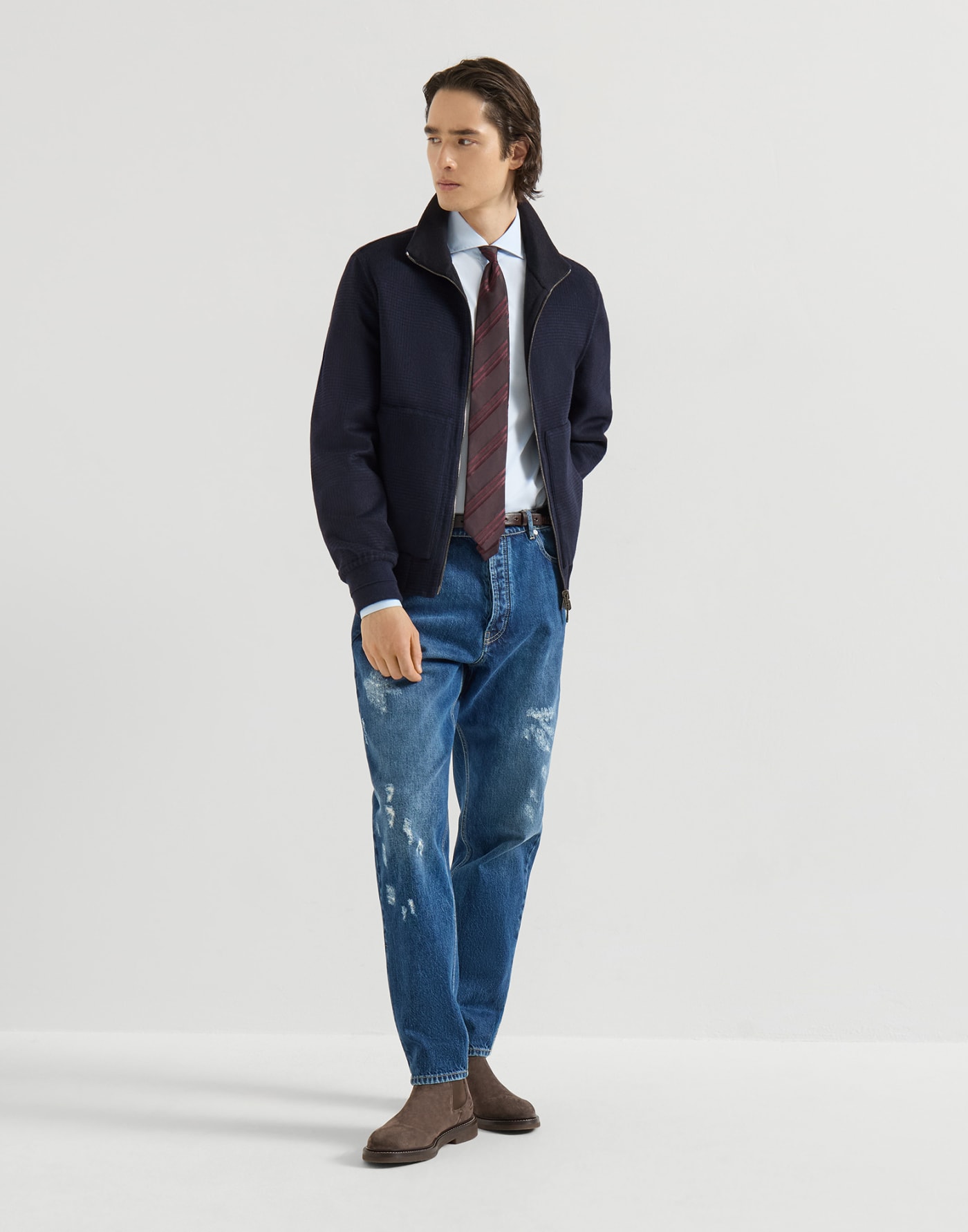 Reversible bomber jacket Blue Man - Brunello Cucinelli