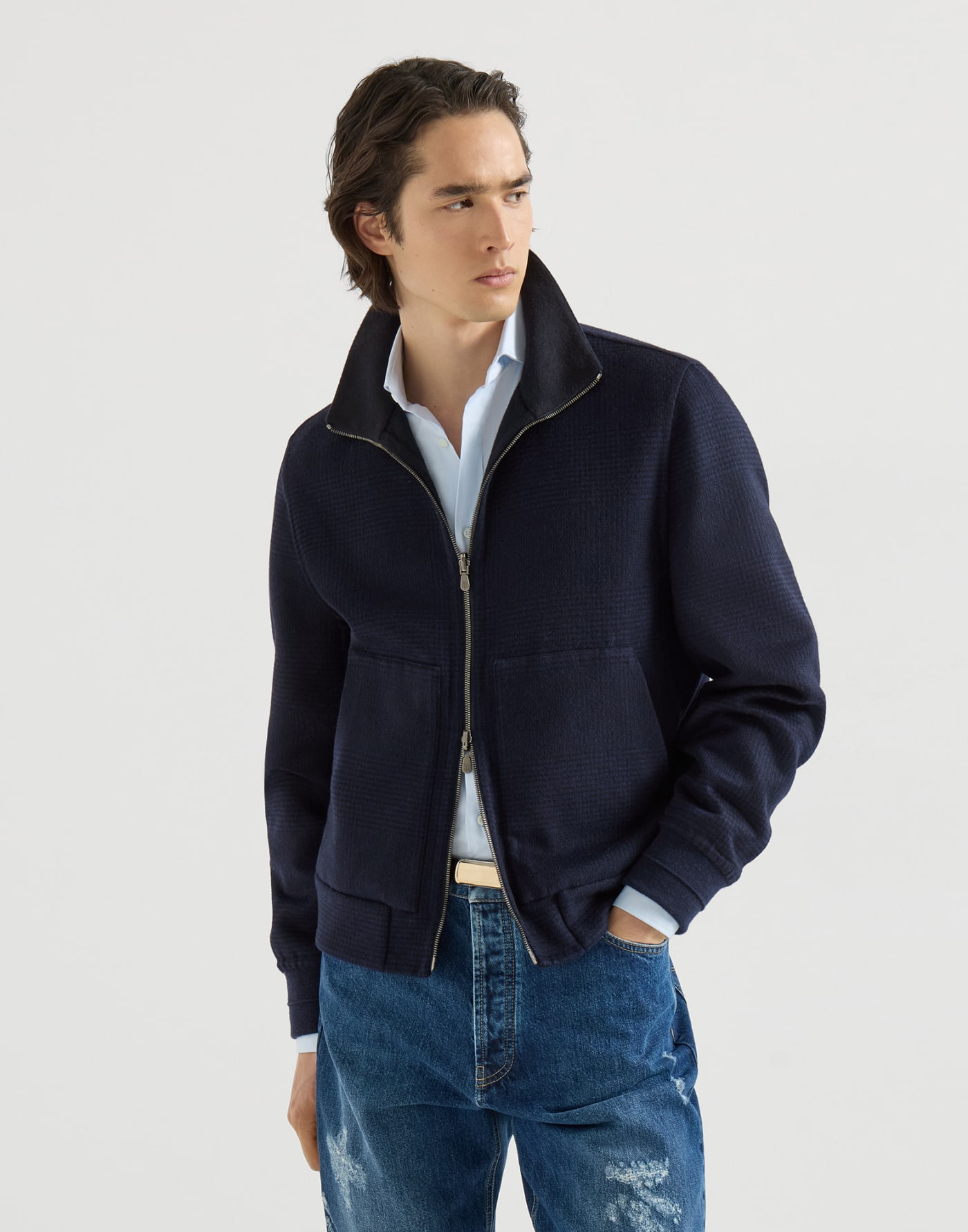 Reversible bomber jacket Blue Man - Brunello Cucinelli