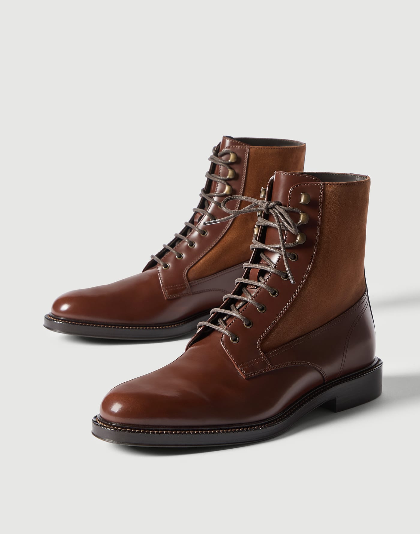 Calfskin and suede boots Leather Man - Brunello Cucinelli