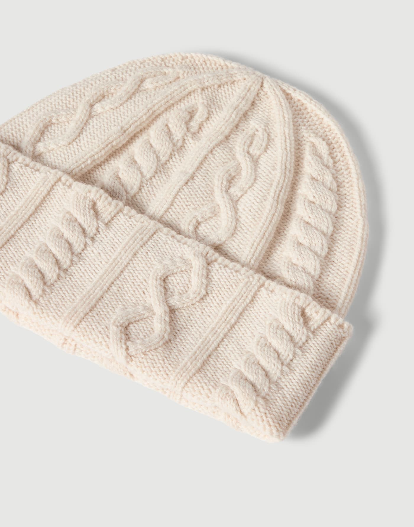Cashmere cable knit beanie Ivory Man - Brunello Cucinelli