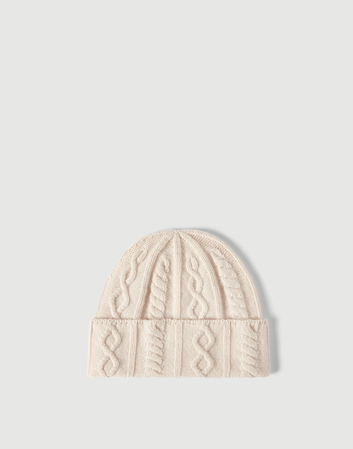 Cashmere cable knit beanie Ivory Man - Brunello Cucinelli