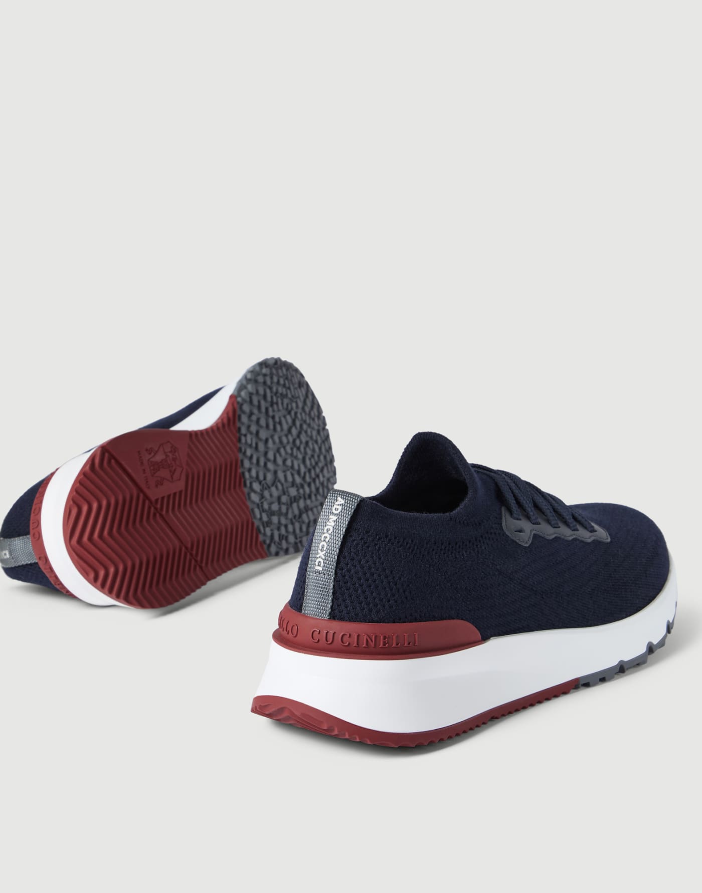 Chaussures de running en coton et veau Bleu Homme - Brunello Cucinelli