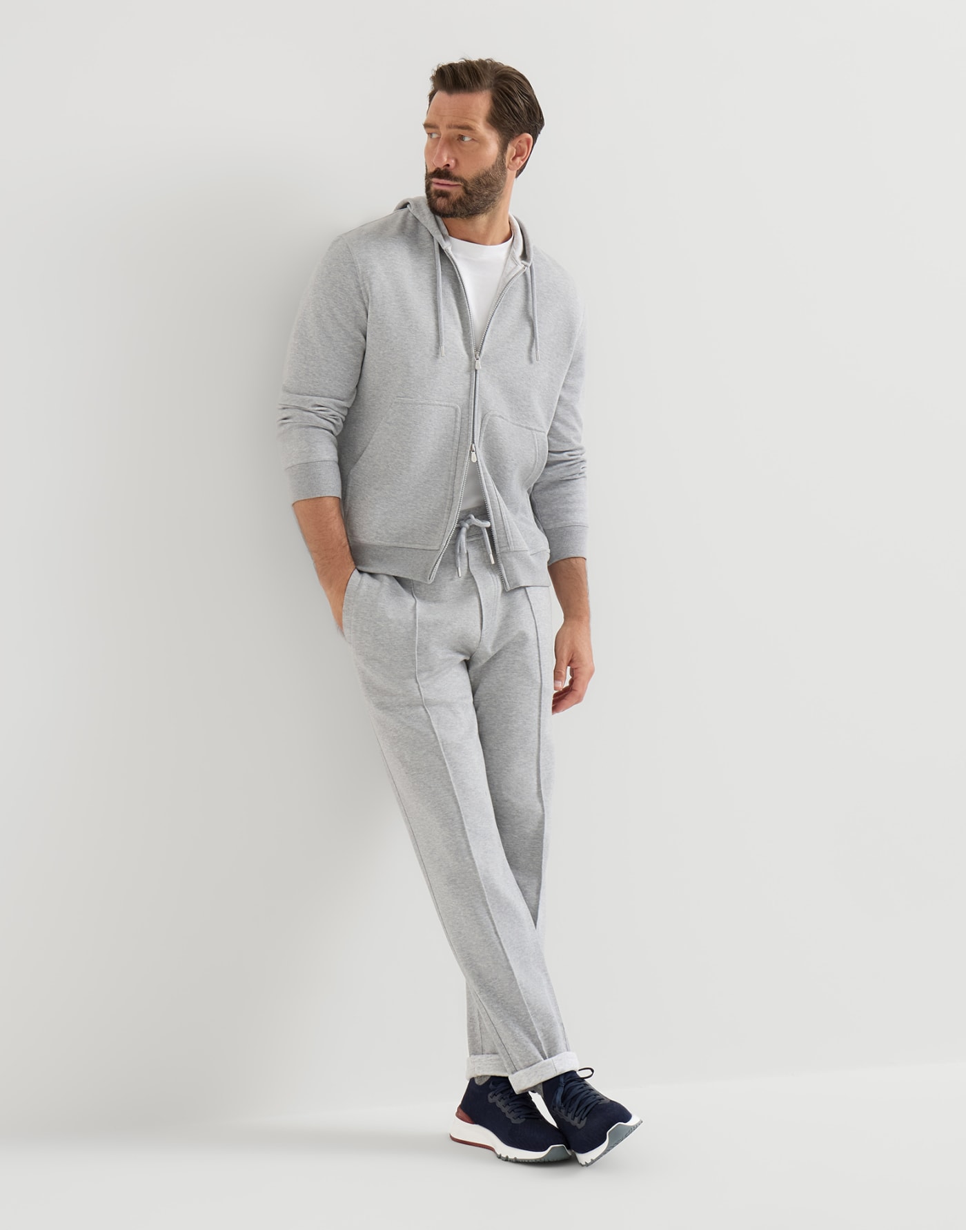 Chaussures de running en coton et veau Bleu Homme - Brunello Cucinelli