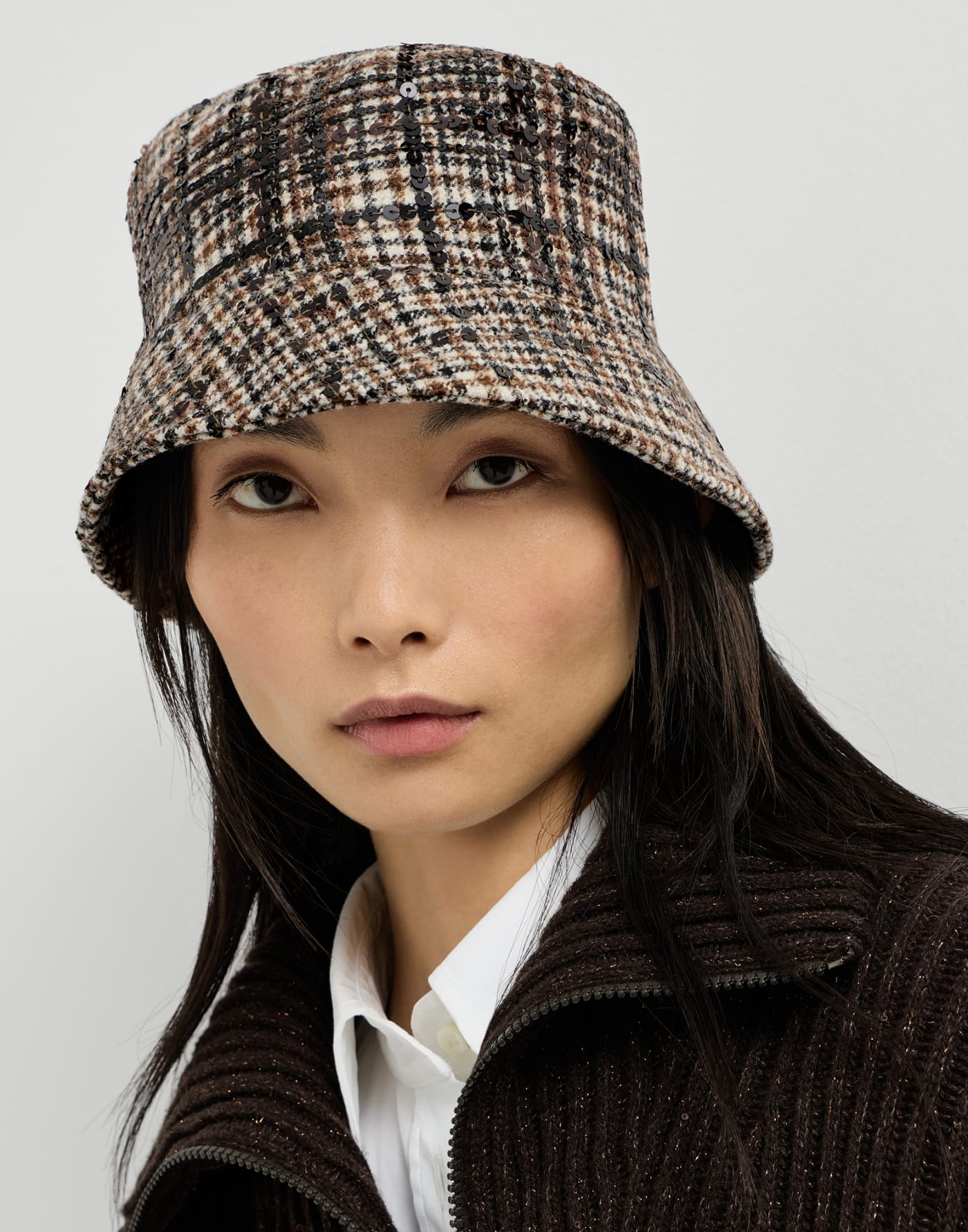 Bucket hat with dazzling embroidery Brown Woman - Brunello Cucinelli