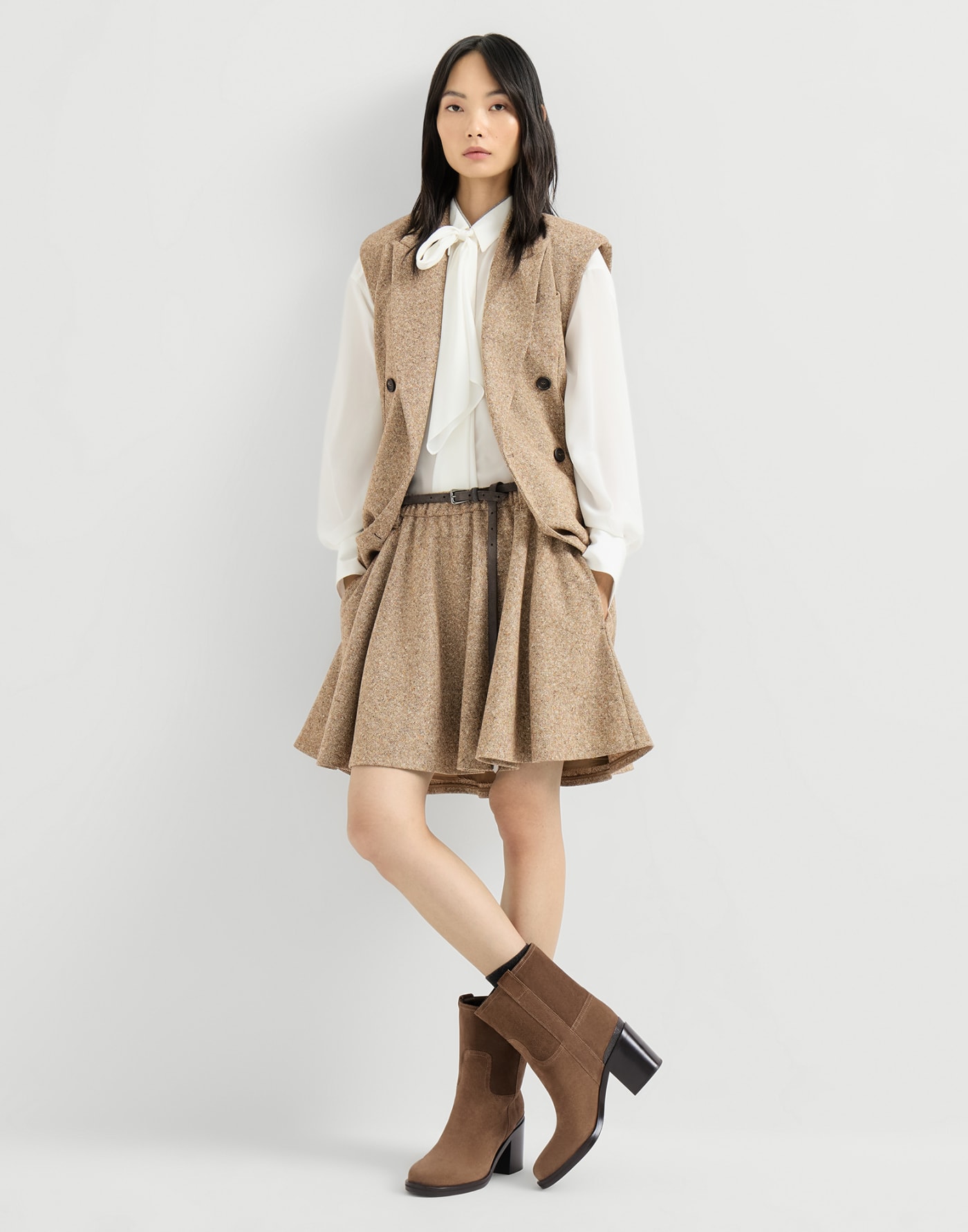 Suede boots with monili Caramel Woman - Brunello Cucinelli
