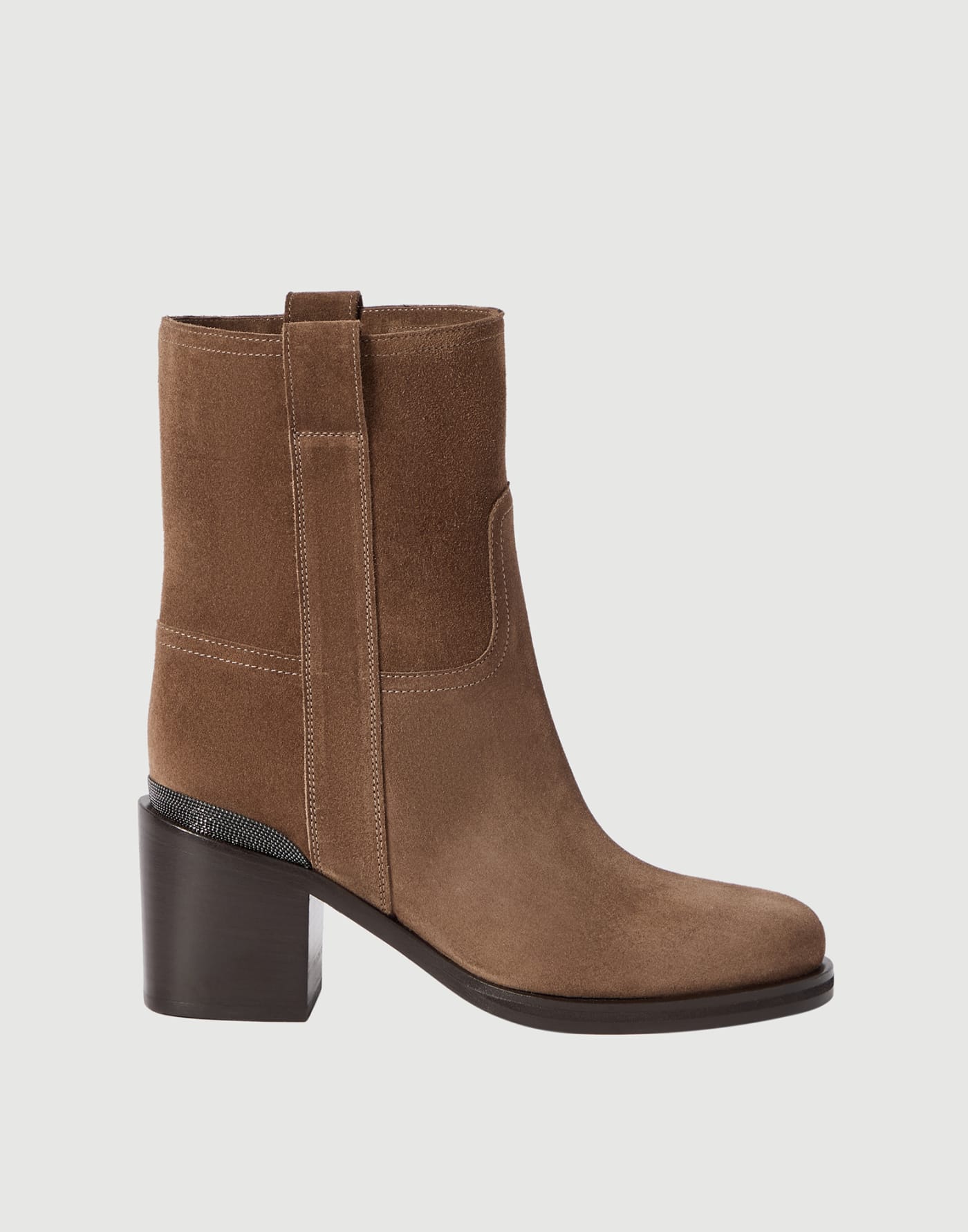 Suede boots with monili Caramel Woman - Brunello Cucinelli