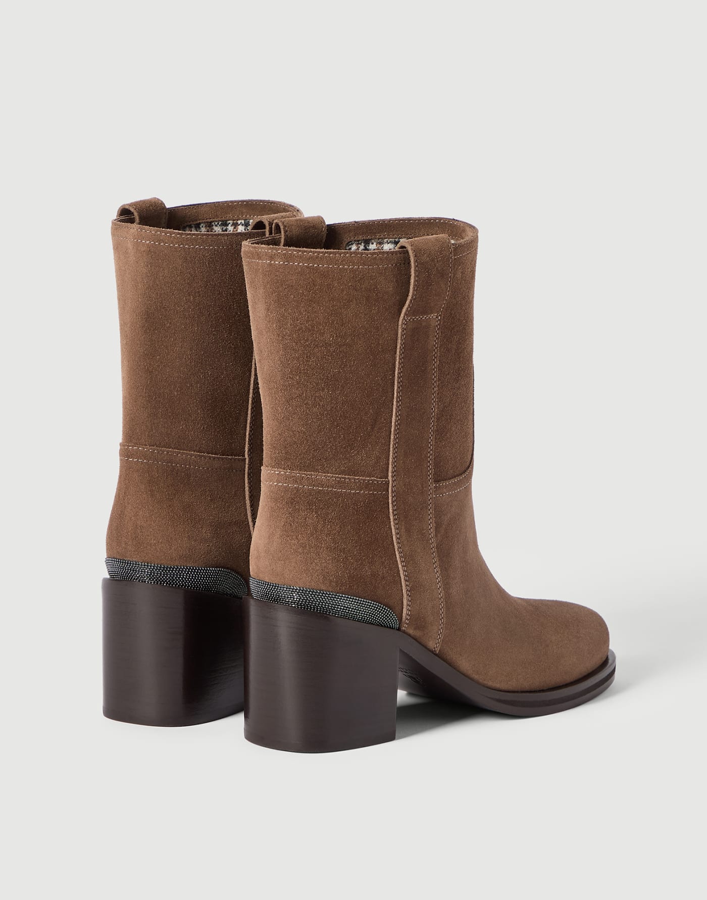 Suede boots with monili Caramel Woman - Brunello Cucinelli