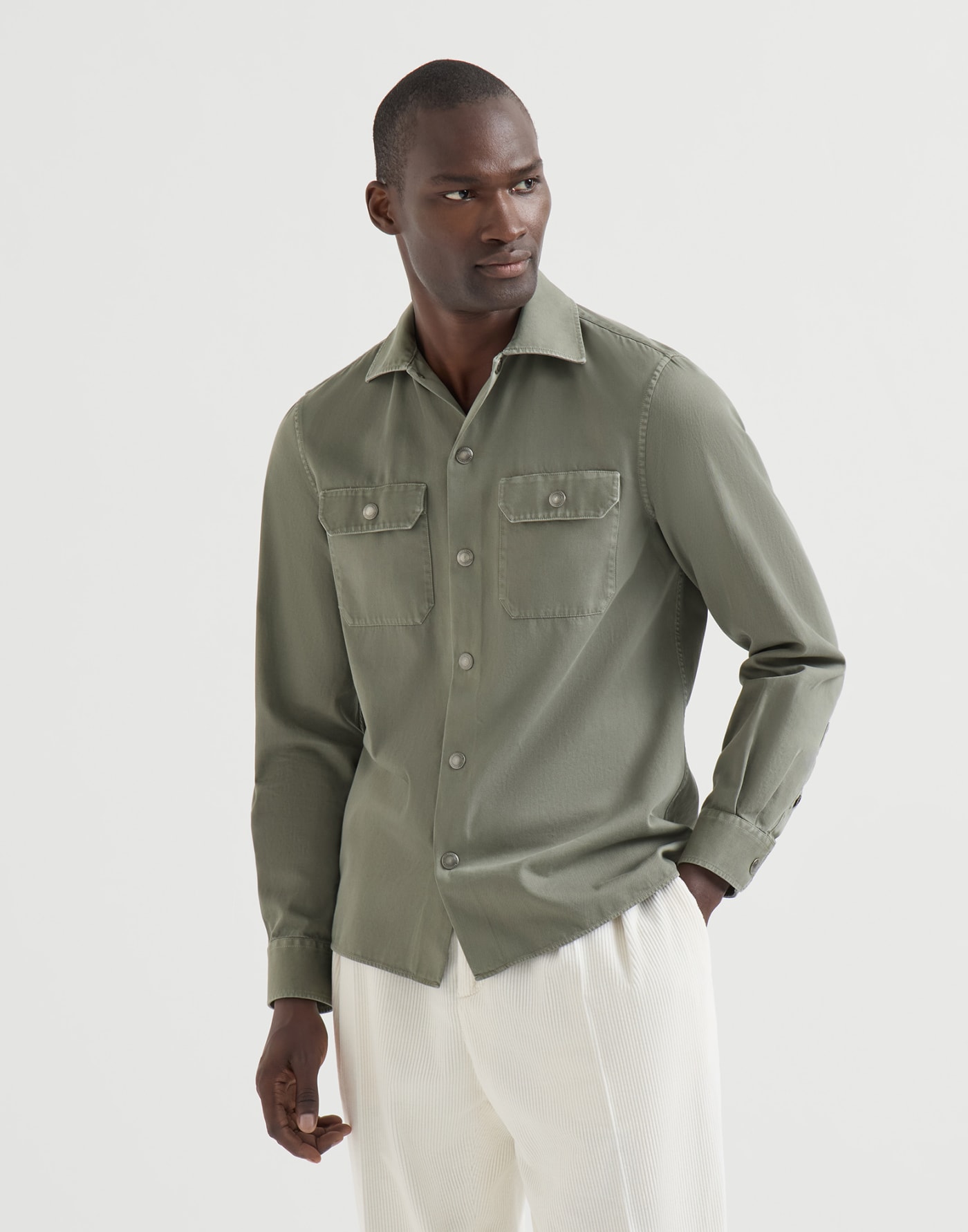 Cotton gabardine overshirt Military Man - Brunello Cucinelli