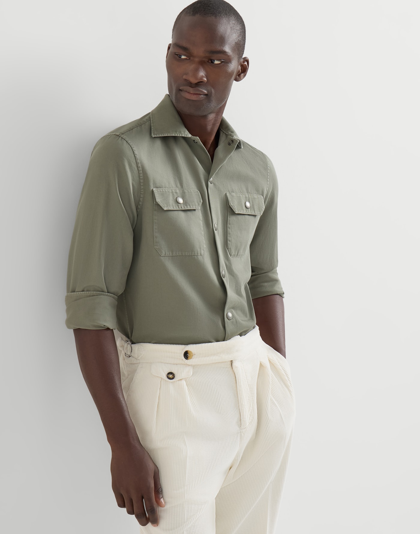 Cotton gabardine overshirt Military Man - Brunello Cucinelli