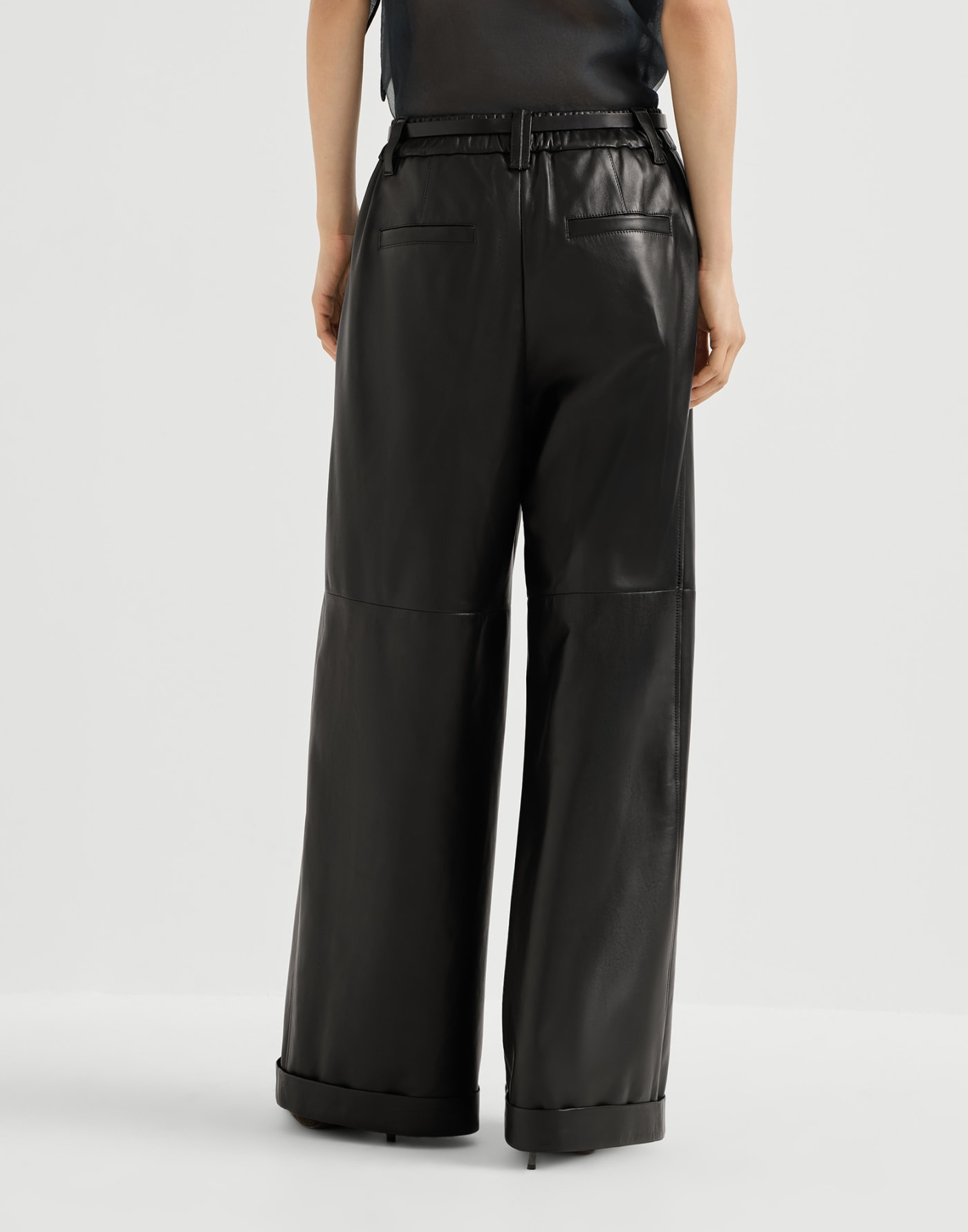 Брюки Baggy из наппы Чёрный Женщина - Brunello Cucinelli