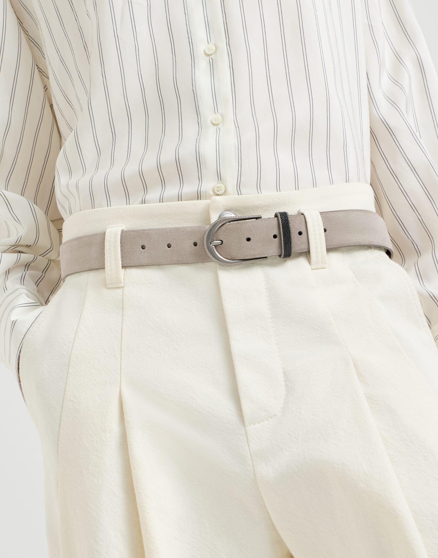 Suede belt Light Grey Woman - Brunello Cucinelli