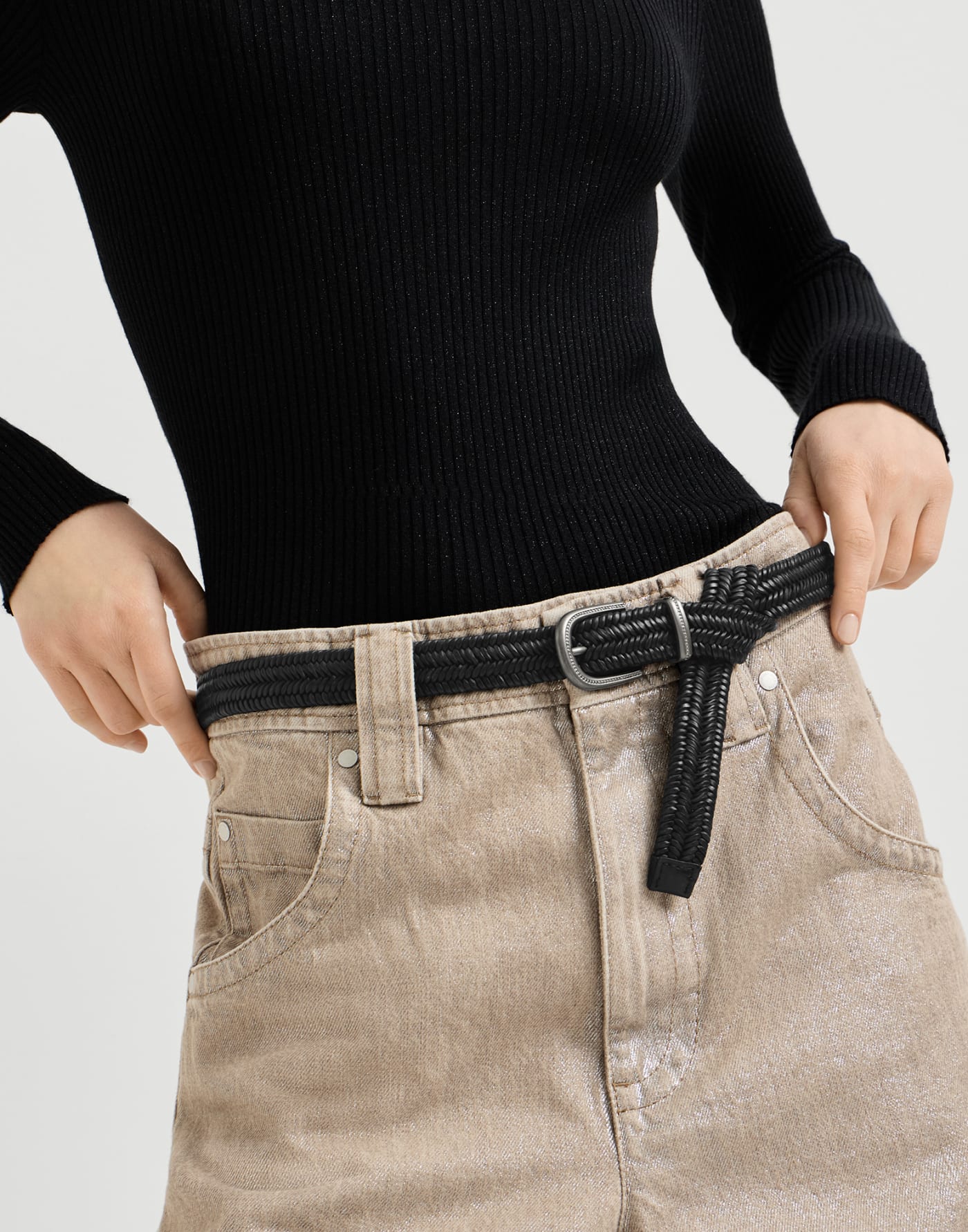 Braided leather belt Black Woman - Brunello Cucinelli