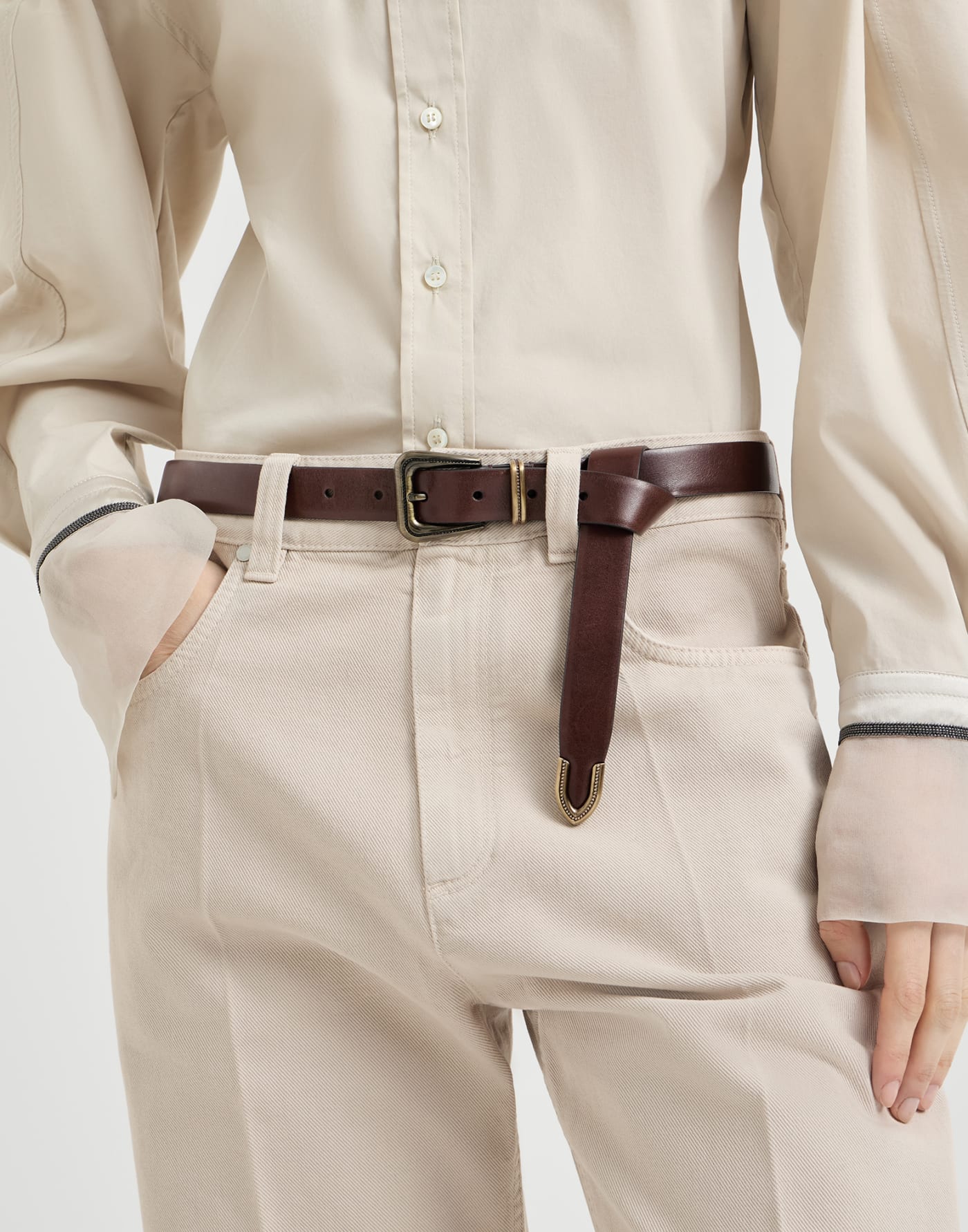 Cintura in vacchetta con monile Marrone Donna - Brunello Cucinelli