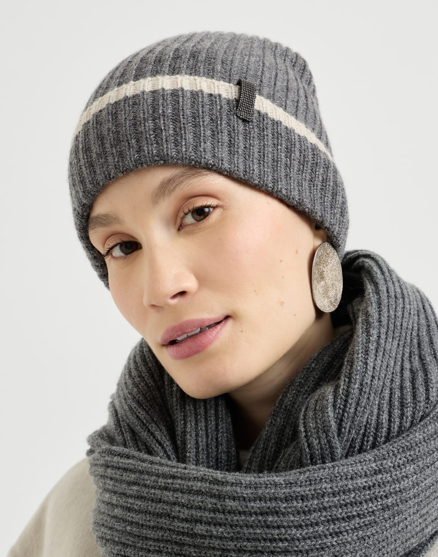 Knit beanie Lead Woman - Brunello Cucinelli