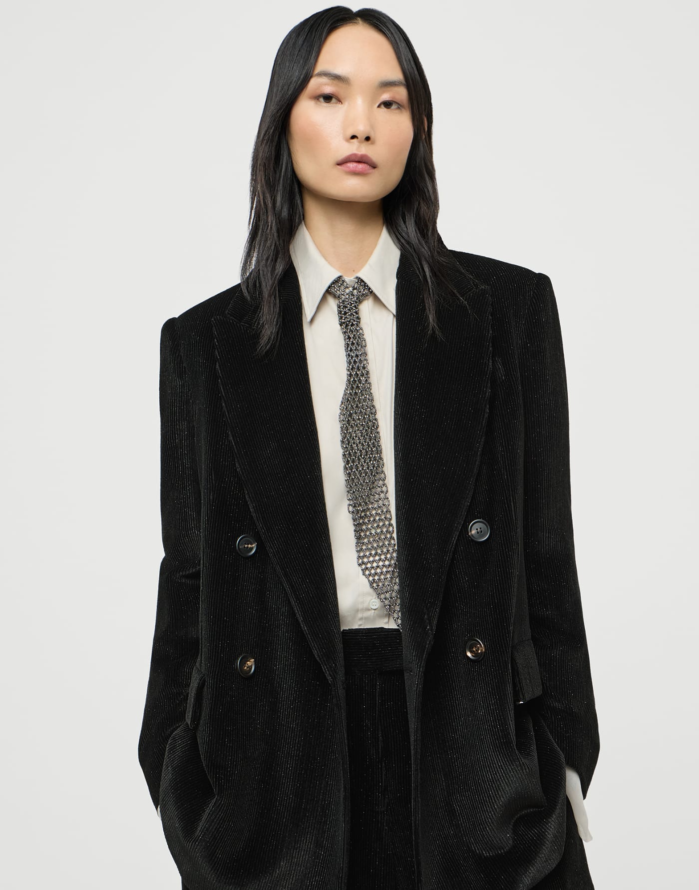Sparkling corduroy blazer Black Woman - Brunello Cucinelli