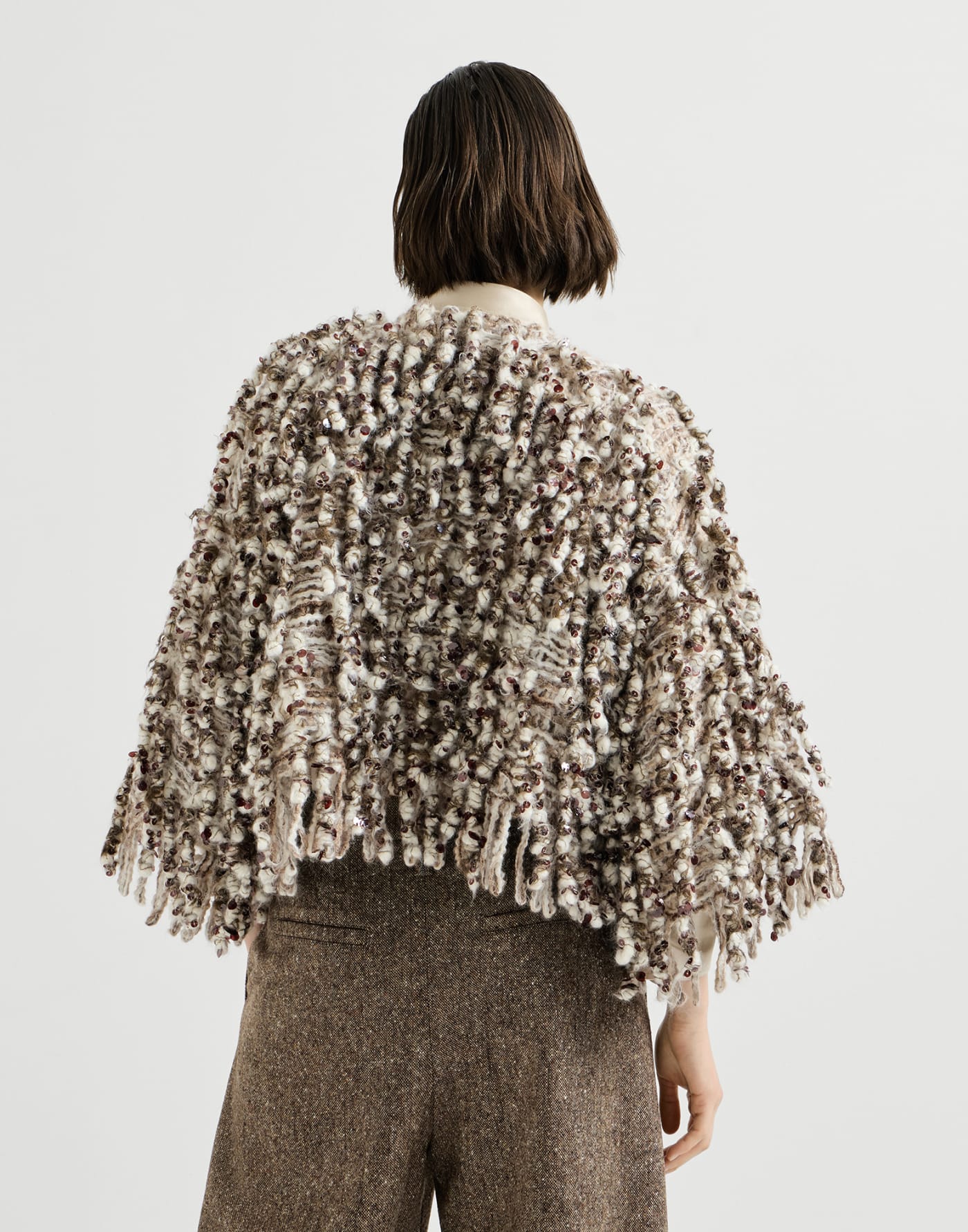 Dazzling Twist Embroidery cardigan Brown Woman - Brunello Cucinelli