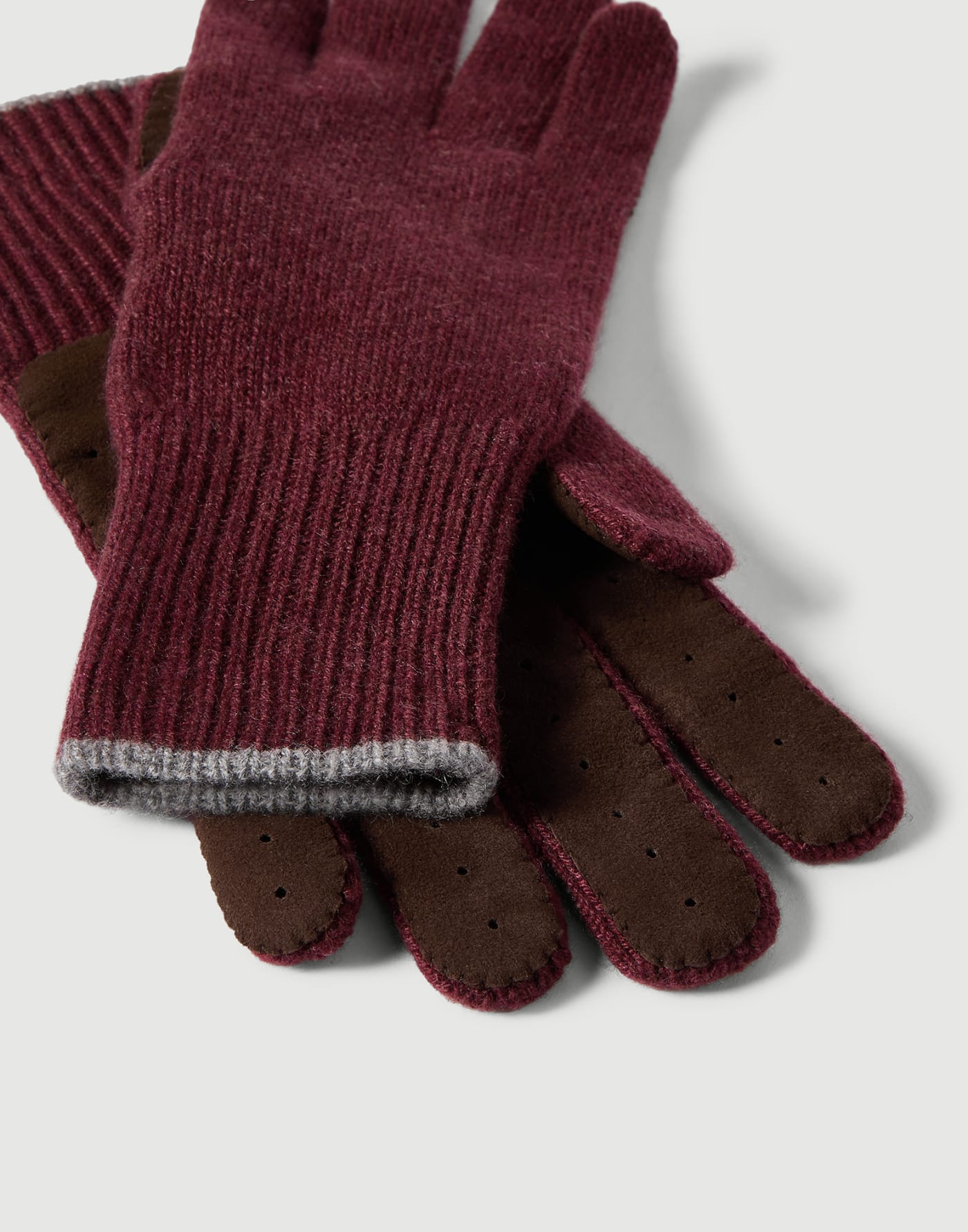 Cashmere knit gloves Brown Man - Brunello Cucinelli