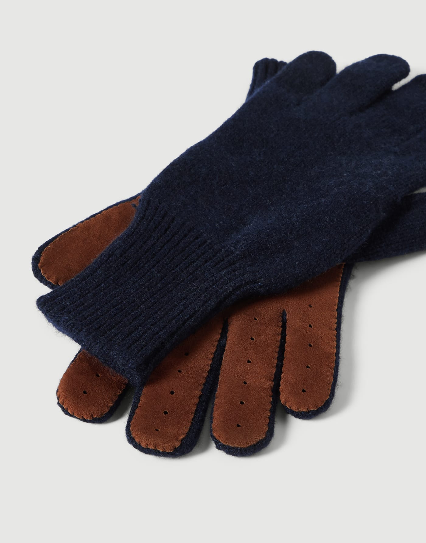 Cashmere knit gloves Navy Blue Man - Brunello Cucinelli