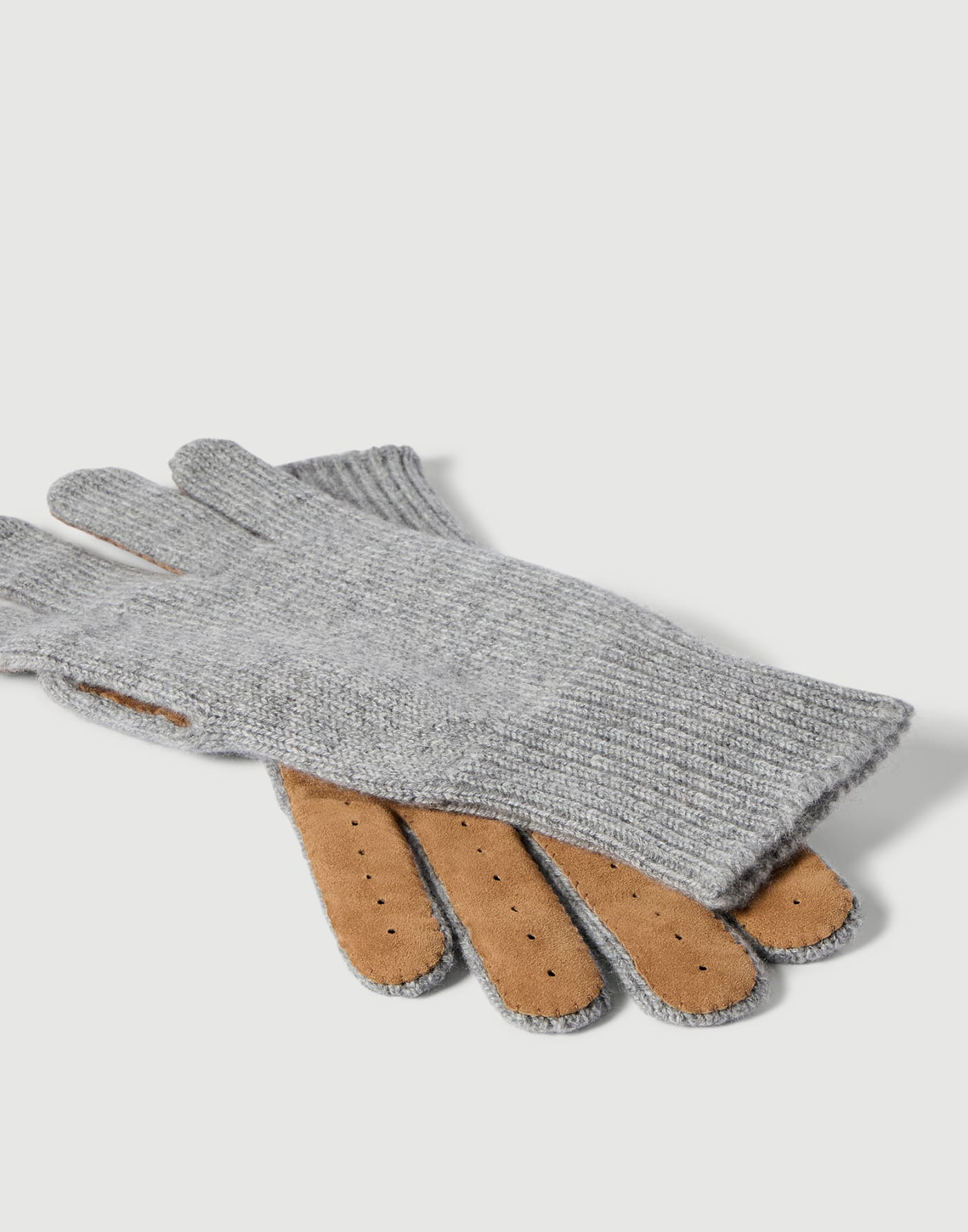 Cashmere knit gloves Light Grey Man - Brunello Cucinelli