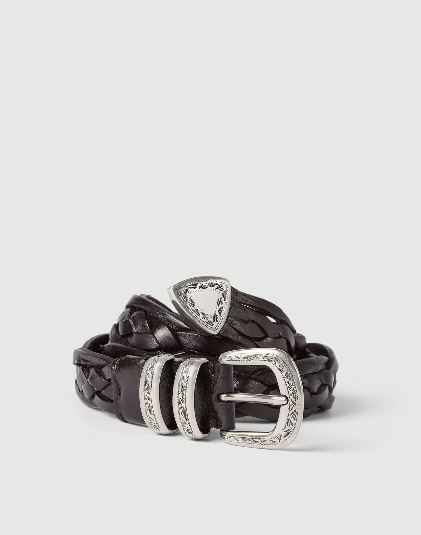 Calfskin braided belt Brown Man - Brunello Cucinelli