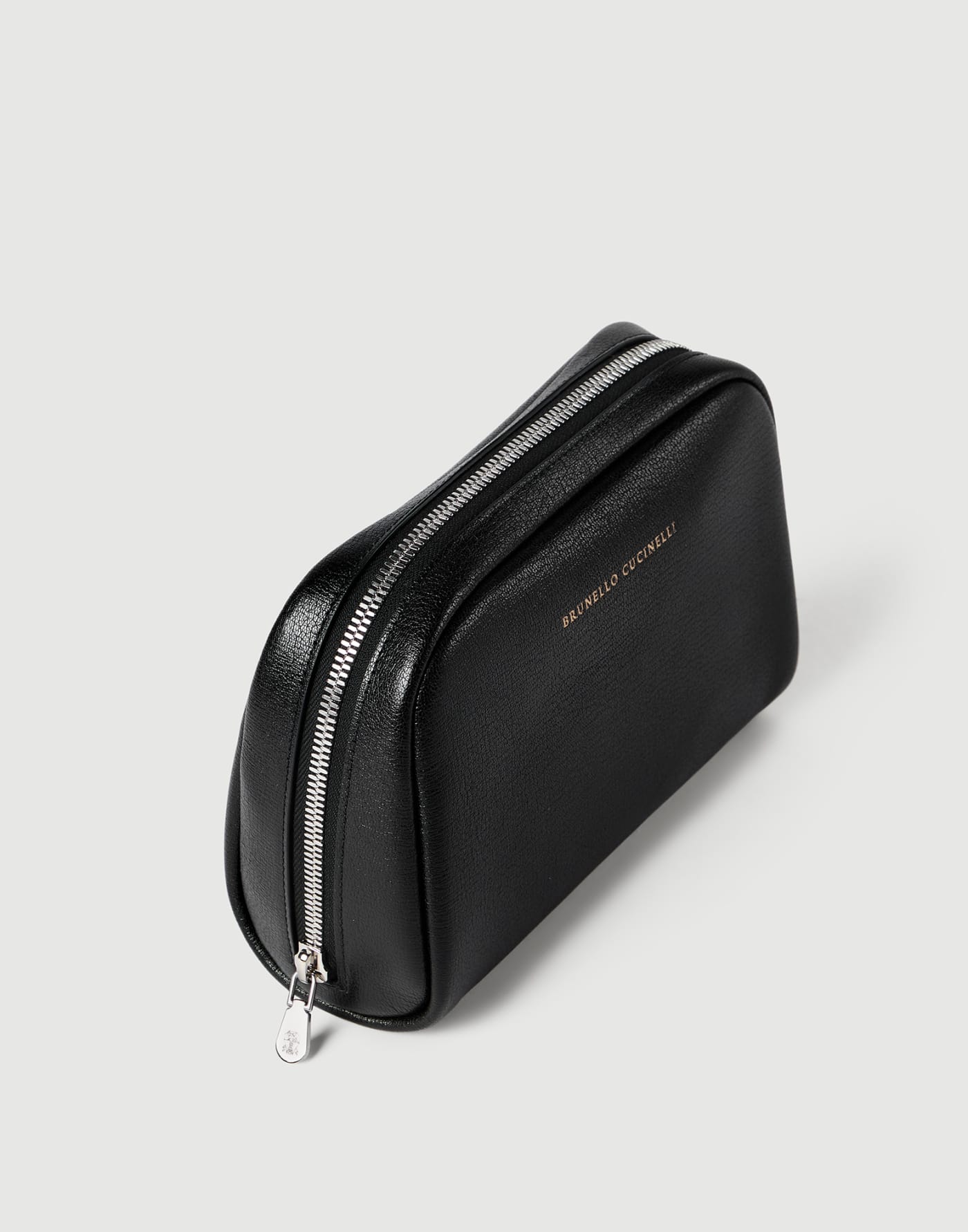 Brushed leather slim beauty case Black Man - Brunello Cucinelli