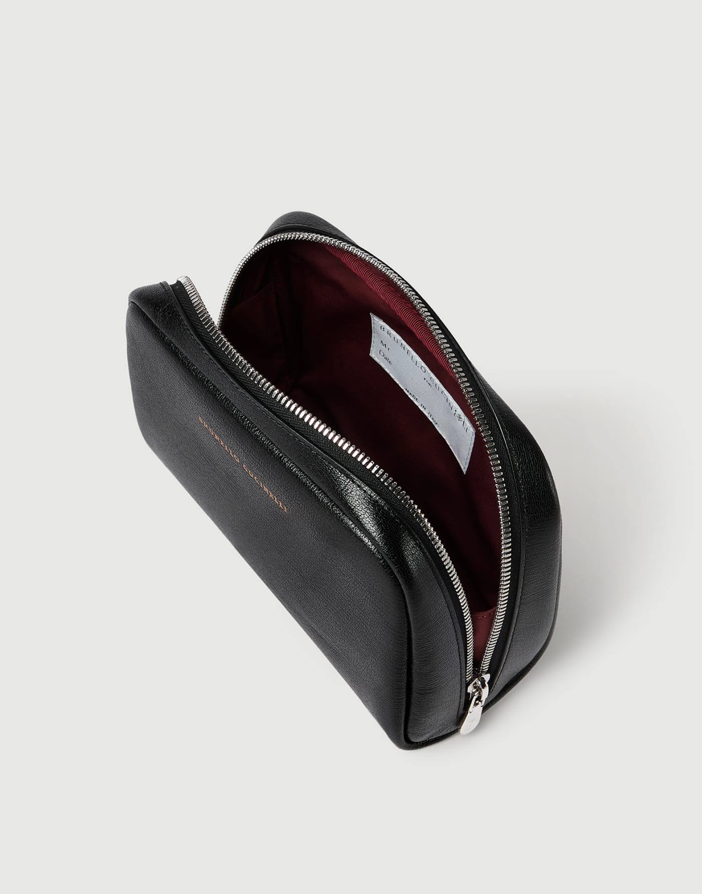 Brushed leather slim beauty case Black Man - Brunello Cucinelli