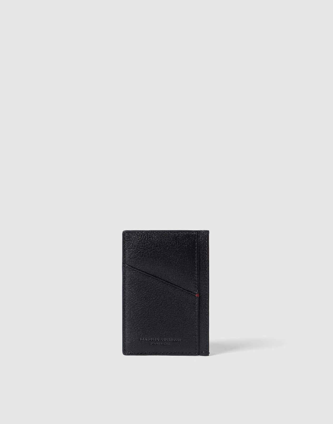 粒面皮卡片夹 黑色 男款 - Brunello Cucinelli