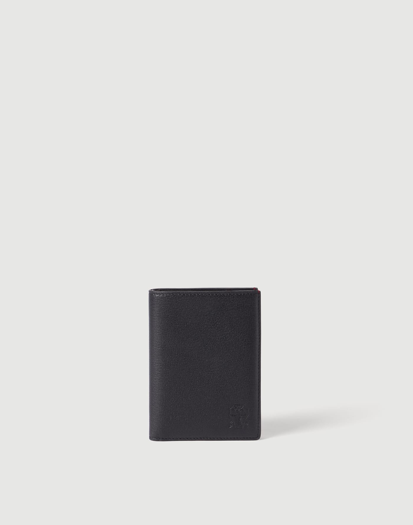 Brushed leather passport holder Black Man - Brunello Cucinelli