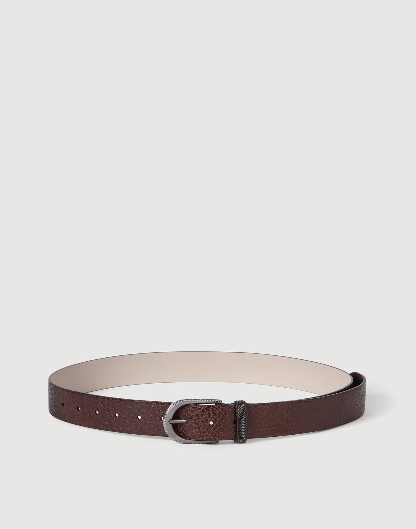 Glossy hammered calfskin belt Brown Woman - Brunello Cucinelli