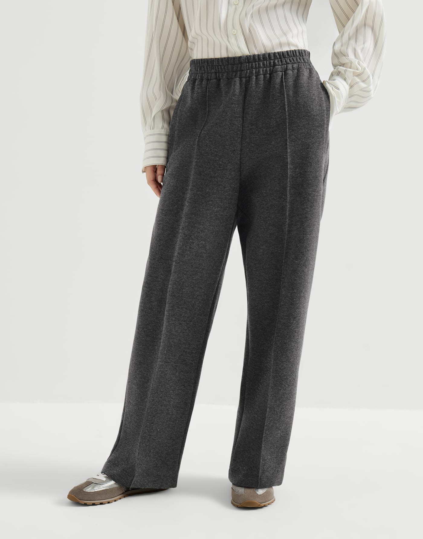 Interlock track trousers Anthracite Woman - Brunello Cucinelli