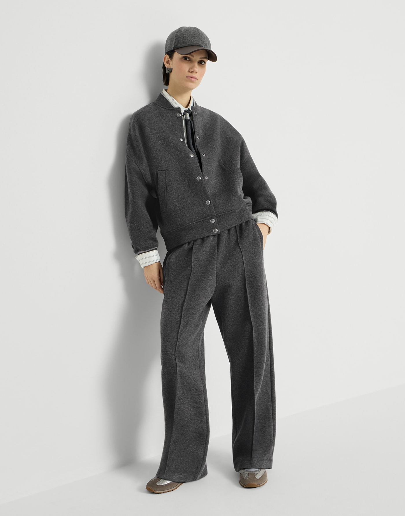 Interlock track trousers Anthracite Woman - Brunello Cucinelli