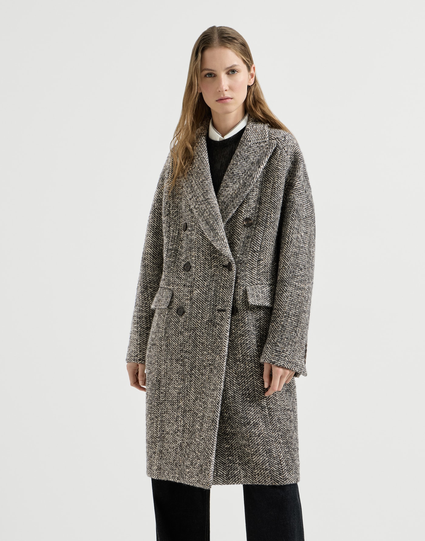 Dazzling chevron coat Brown Woman - Brunello Cucinelli